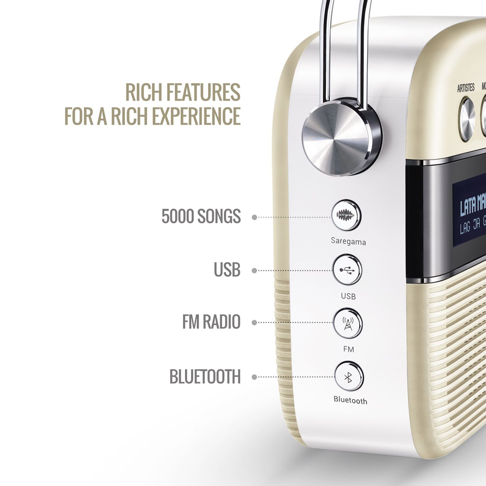 SAREGAMA Carvaan 6W Portable Bluetooth Speaker (5 Hours Playtime, Porcelain White) SAREGAMA Carvaan 6W Portable Bluetooth Speaker (5 Hours Playtime, Porcelain White)_12