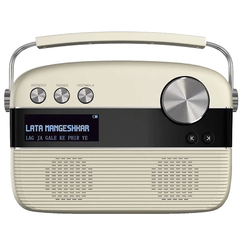SAREGAMA Carvaan 6W Portable Bluetooth Speaker (5000 Pre Loaded Songs, Stereo Channel, White)_1