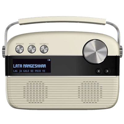SAREGAMA Carvaan 6W Portable Bluetooth Speaker (5000 Pre Loaded Songs, Stereo Channel, White)