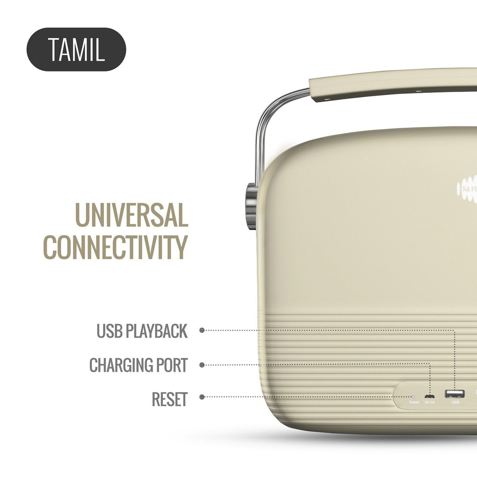 SAREGAMA Carvaan 6W Portable Bluetooth Speaker (5000 Pre Loaded Songs, Stereo Channel, White)_12