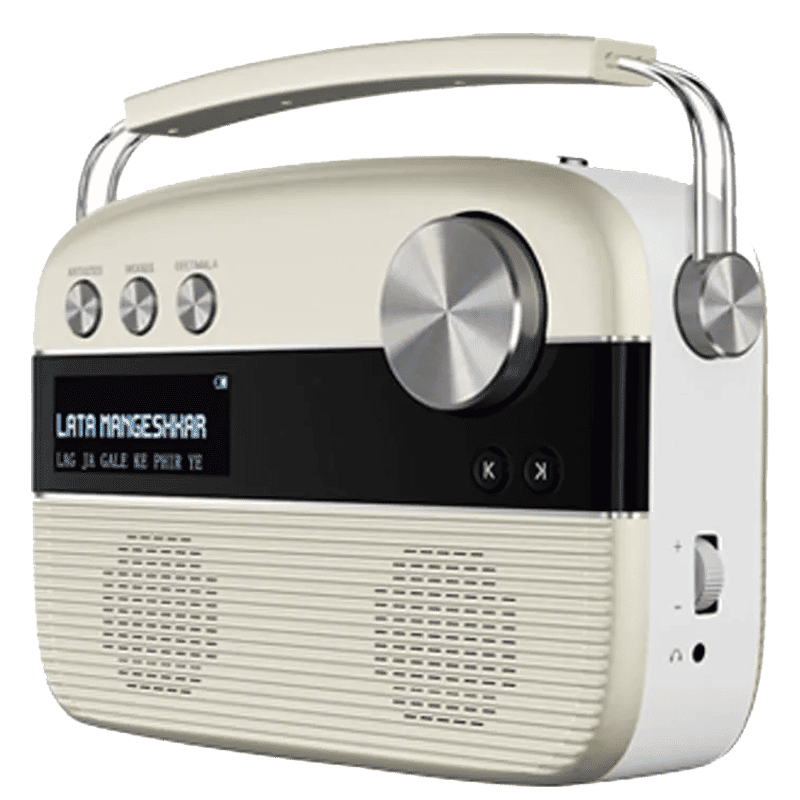 SAREGAMA Carvaan 6W Portable Bluetooth Speaker (5000 Pre Loaded Songs, Stereo Channel, White)_4