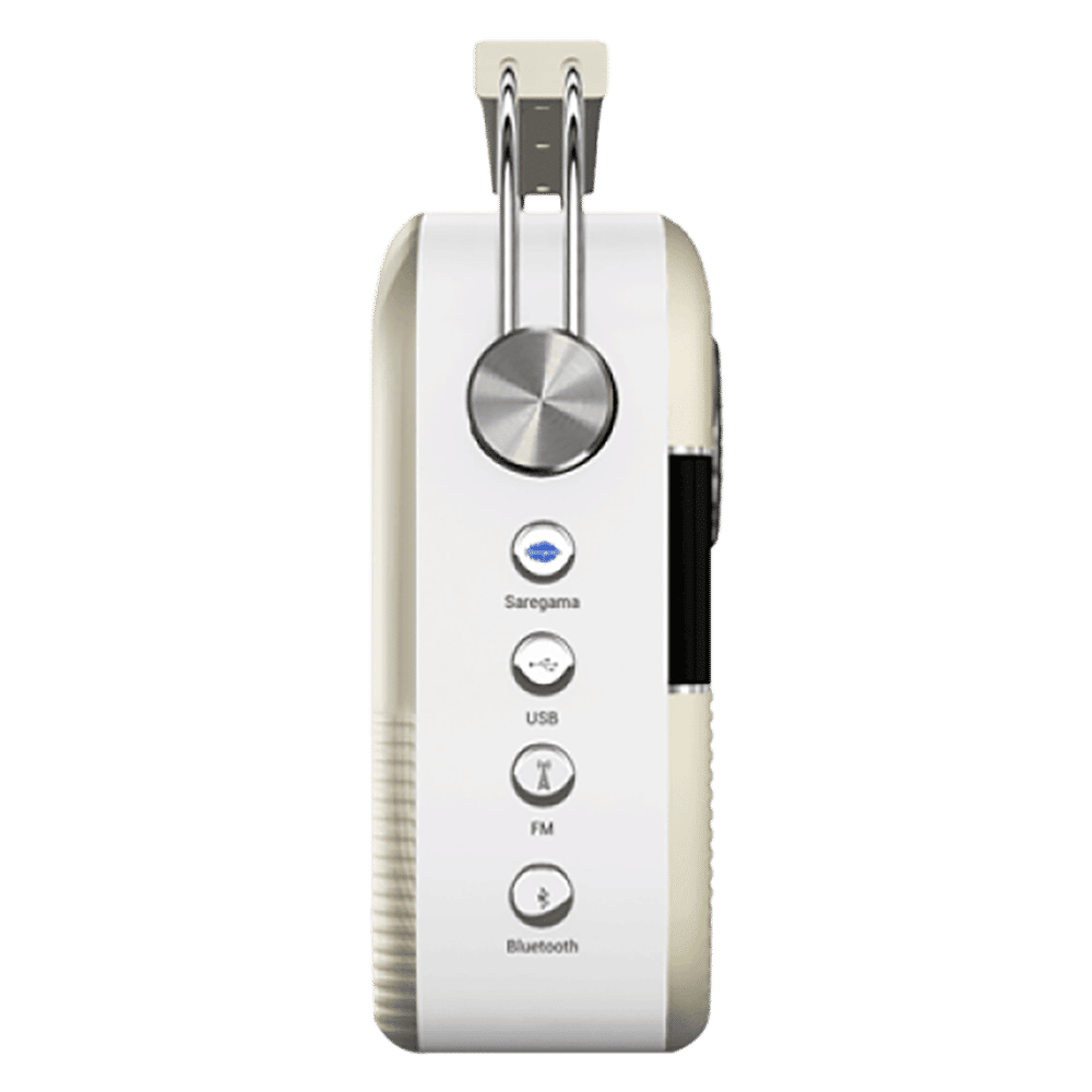 SAREGAMA Carvaan 6W Portable Bluetooth Speaker (5000 Pre Loaded Songs, Stereo Channel, White)_6