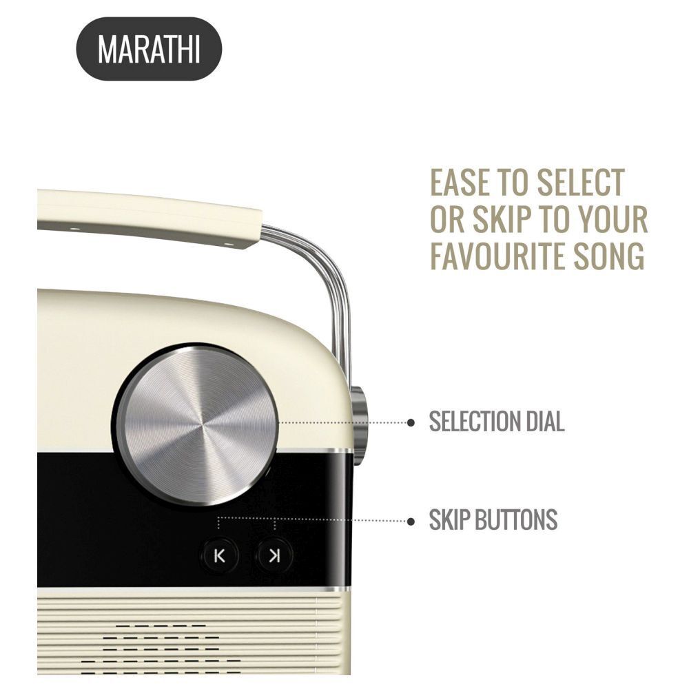 SAREGAMA Carvaan Marathi 6W Portable Bluetooth Speaker (5 Hours Playtime, Stereo Channel, Porcelain White)_12
