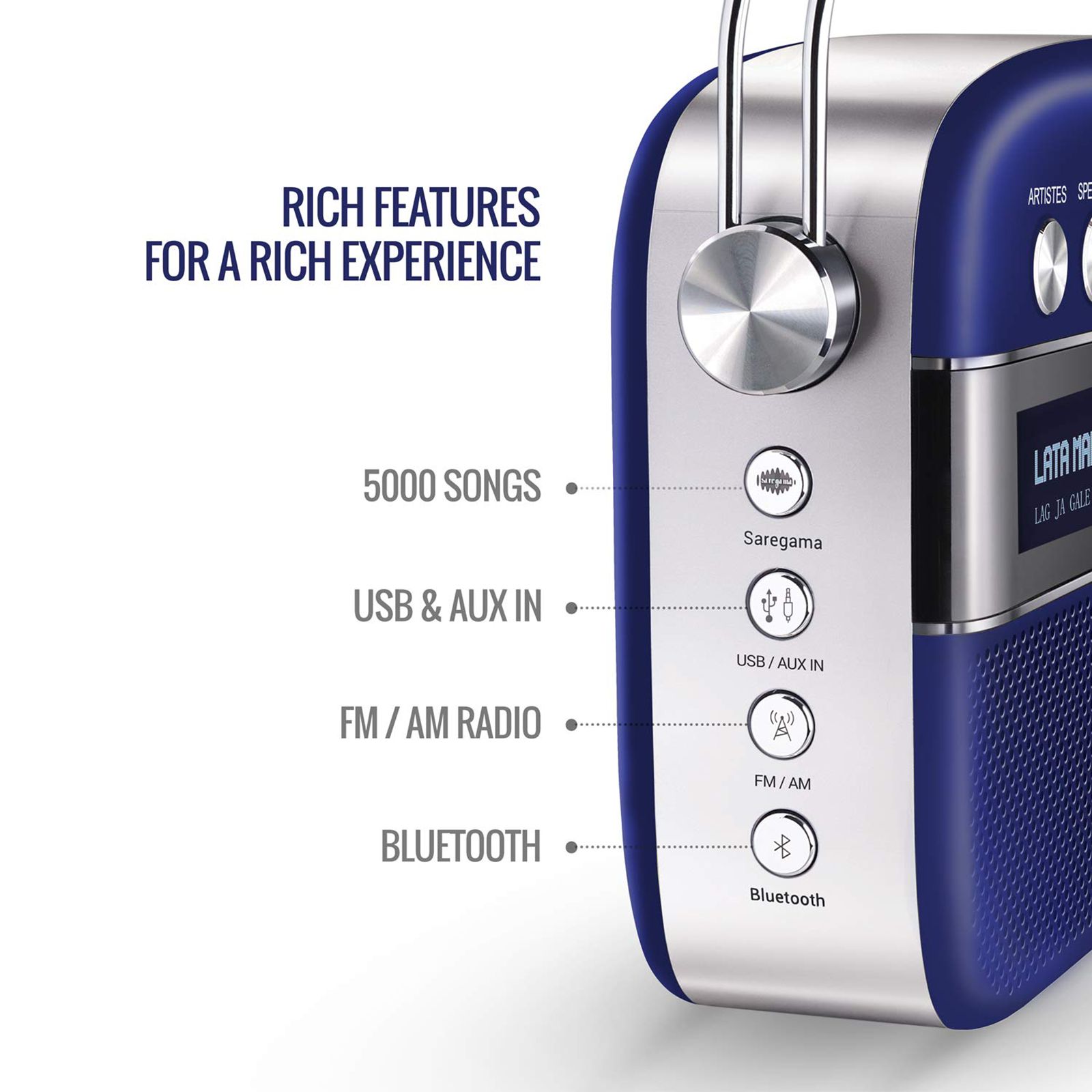SAREGAMA Carvaan Premium 6W Portable Bluetooth Speaker (5 Hours Playtime, Royal Blue) SAREGAMA Carvaan Premium 6W Portable Bluetooth Speaker (5 Hours Playtime, Royal Blue)_10