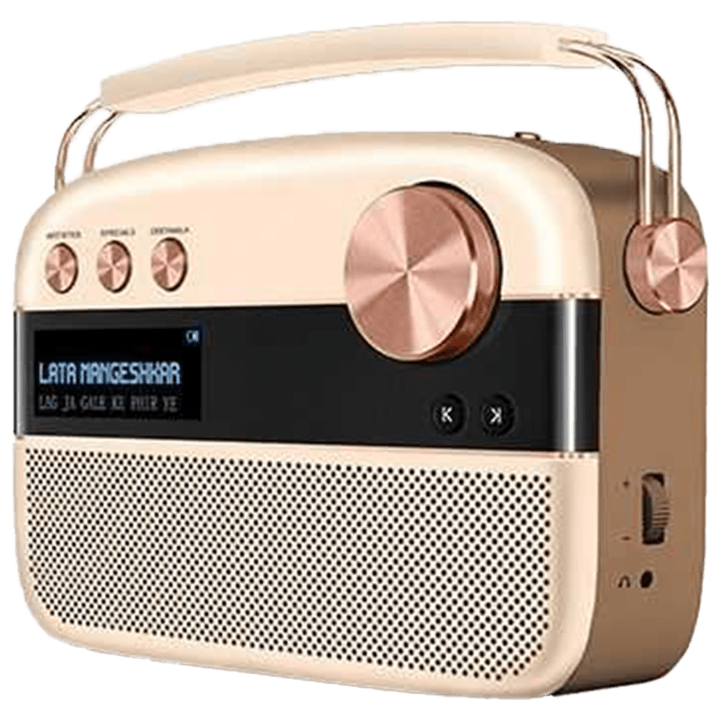 SAREGAMA Carvaan 10W Portable Bluetooth Speaker (5000 Pre Loaded Songs, Stereo Channel, Rose Gold)_4