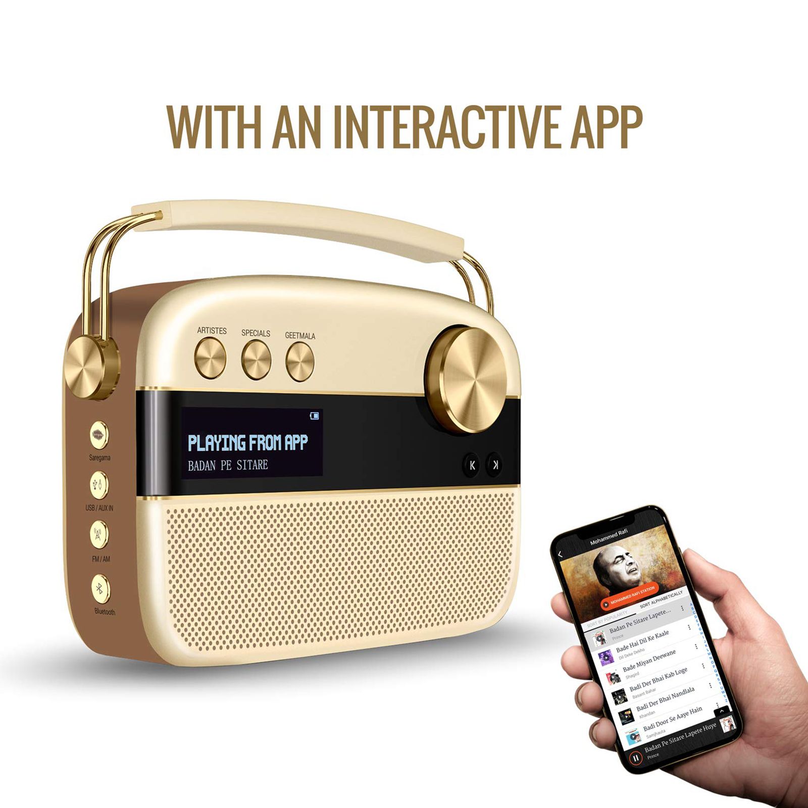 SAREGAMA Carvaan 10W Portable Bluetooth Speaker (5000 Pre Loaded Songs, Stereo Channel, Rose Gold)_7