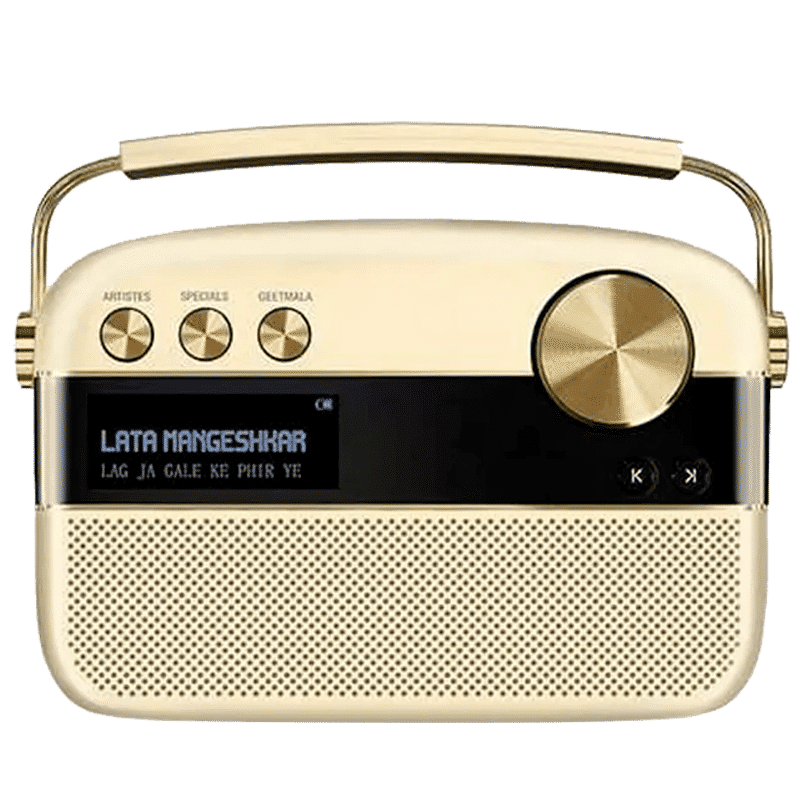 SAREGAMA Carvaan 10W Portable Bluetooth Speaker (5000 Pre Loaded Songs, Stereo Channel, Champagne Gold)_1