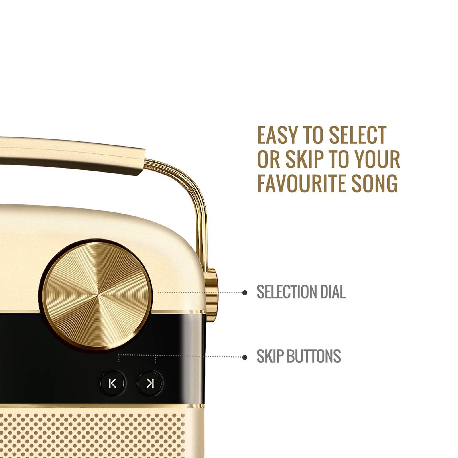 SAREGAMA Carvaan 10W Portable Bluetooth Speaker (5000 Pre Loaded Songs, Stereo Channel, Champagne Gold)_8