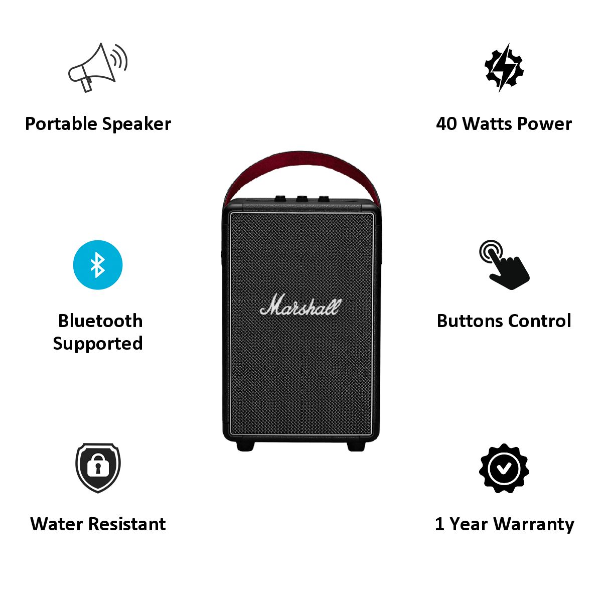 Marshall Tufton Bluetooth Portable Speaker (Black) Marshall Tufton Bluetooth Portable Speaker (Black)_3