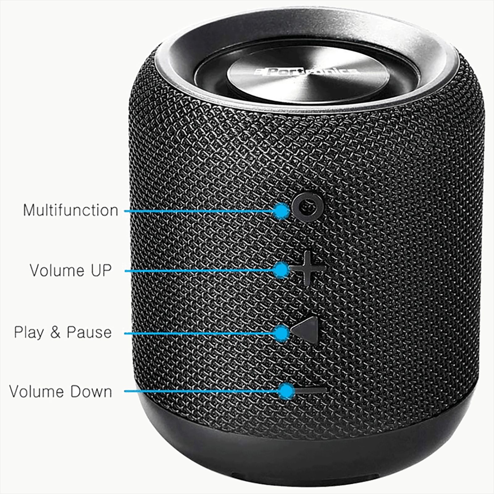 PORTRONICS SoundDrum 10W Portable Bluetooth Speaker (Water Resistant, 7 Hours Playtime, Stereo Channel, Black)_5