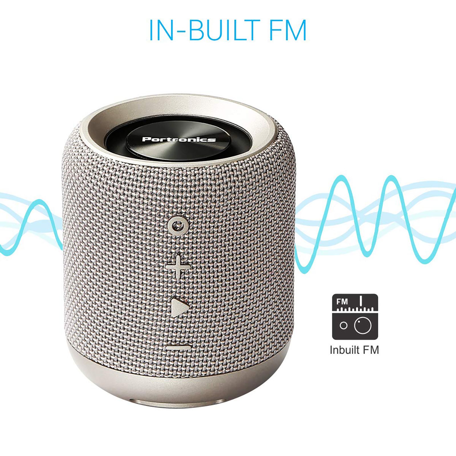 PORTRONICS SoundDrum 10W Portable Bluetooth Speaker (Water Resistant, 7 Hours Playtime, Stereo Channel, Grey)_6