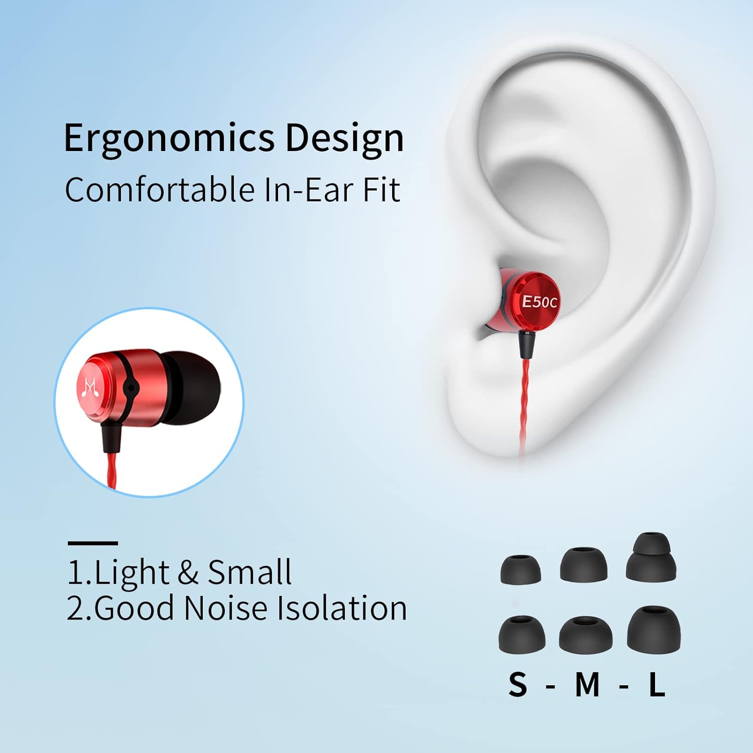 SoundMAGIC E50C Wired Earphone with Mic (In Ear, Red) SoundMAGIC E50C Wired Earphone with Mic (In Ear, Red)_4