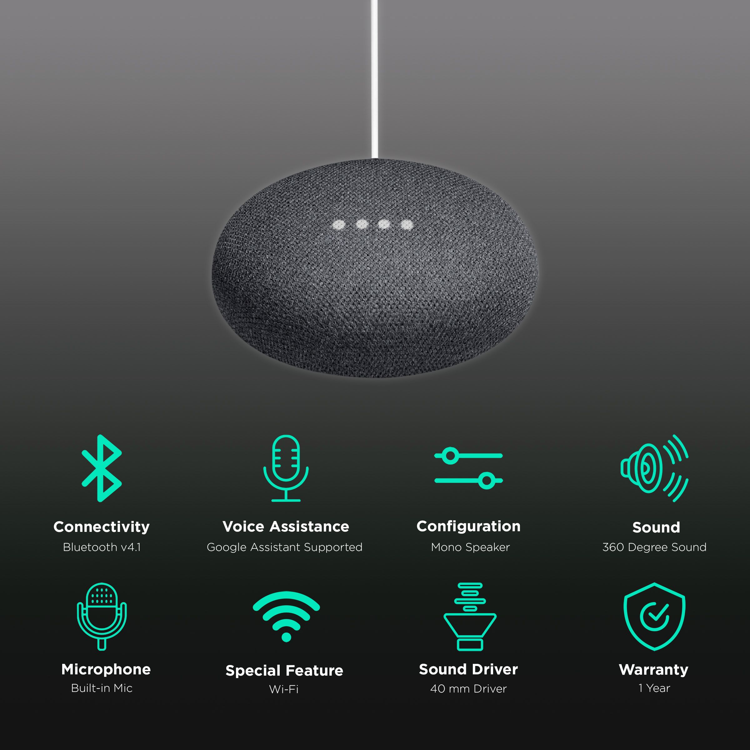 Google Home Mini with Google Assistant Compatible Smart Wi-Fi Speaker (Far-Field Voice Recognition, Black) Google Home Mini with Google Assistant Compatible Smart Wi-Fi Speaker (Far-Field Voice Recognition, Black)_2