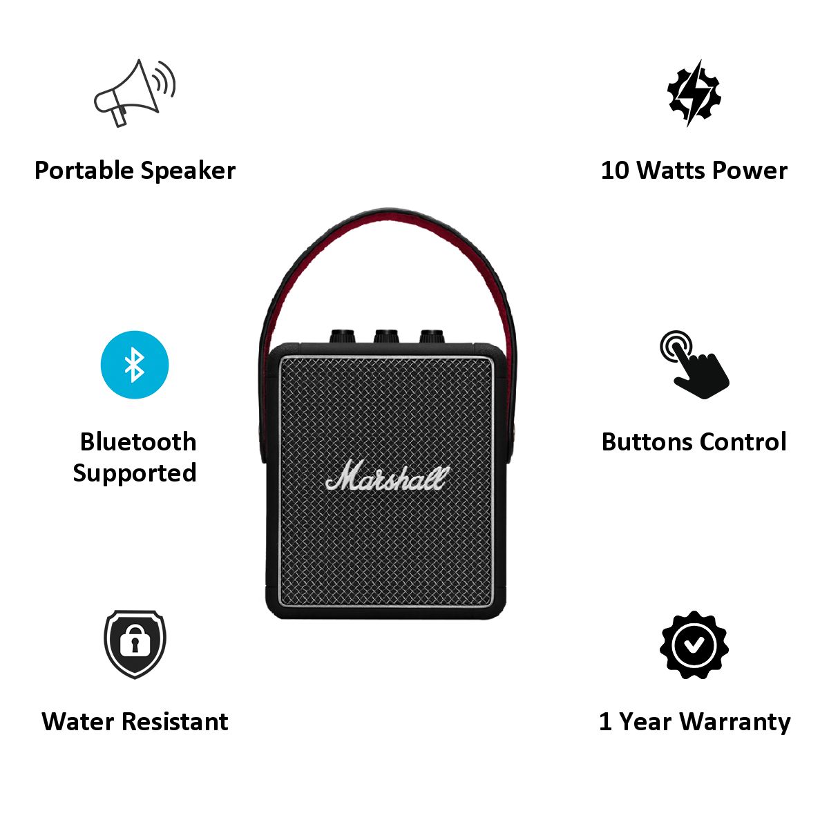 Marshall Stockwell II Portable Bluetooth Speaker (MS-STWL2, Black) Marshall Stockwell II Portable Bluetooth Speaker (MS-STWL2, Black)_3