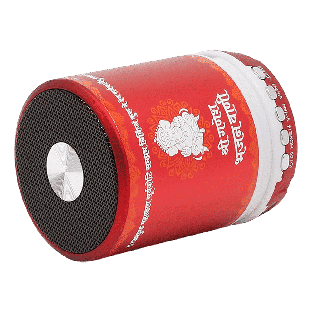 shemaroo Ganesh Bhajan Vaani 3W Portable Bluetooth Speaker (Built-in LED Light, Mono Channel, Red)_7
