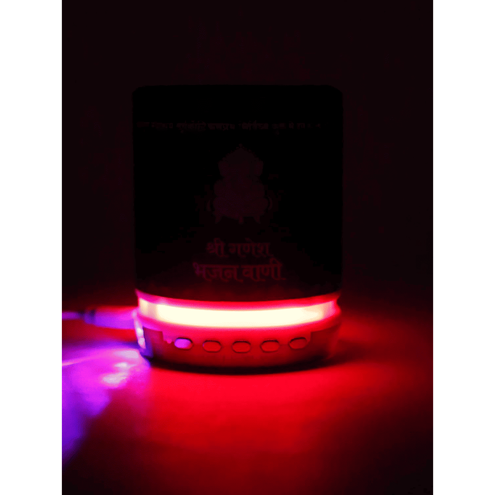shemaroo Ganesh Bhajan Vaani 3W Portable Bluetooth Speaker (Built-in LED Light, Mono Channel, Red)_4