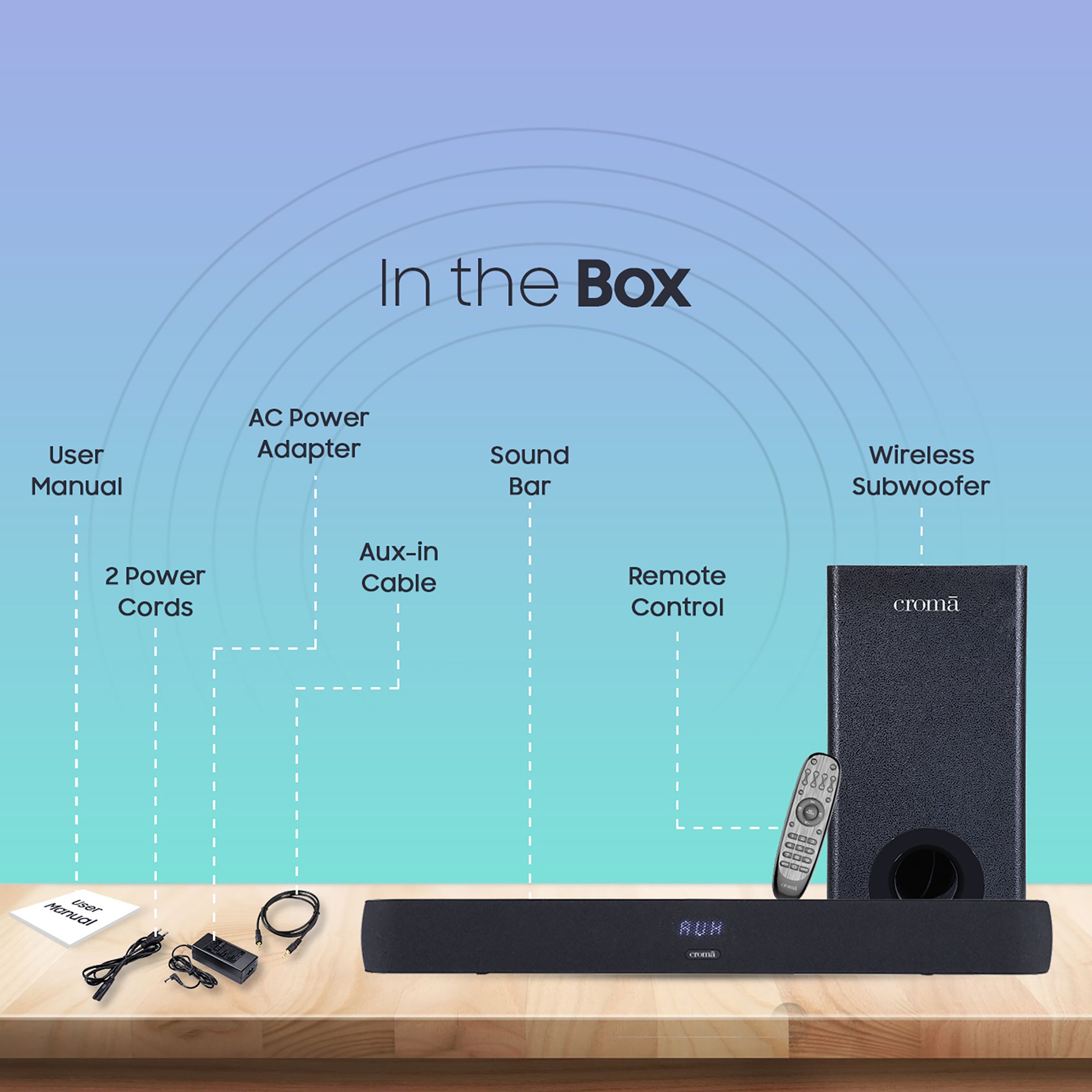 Croma 240W Bluetooth Soundbar with Remote (Rich Bass, 2.1 Channel, Black) Croma 240W Bluetooth Soundbar with Remote (Rich Bass, 2.1 Channel, Black)_6