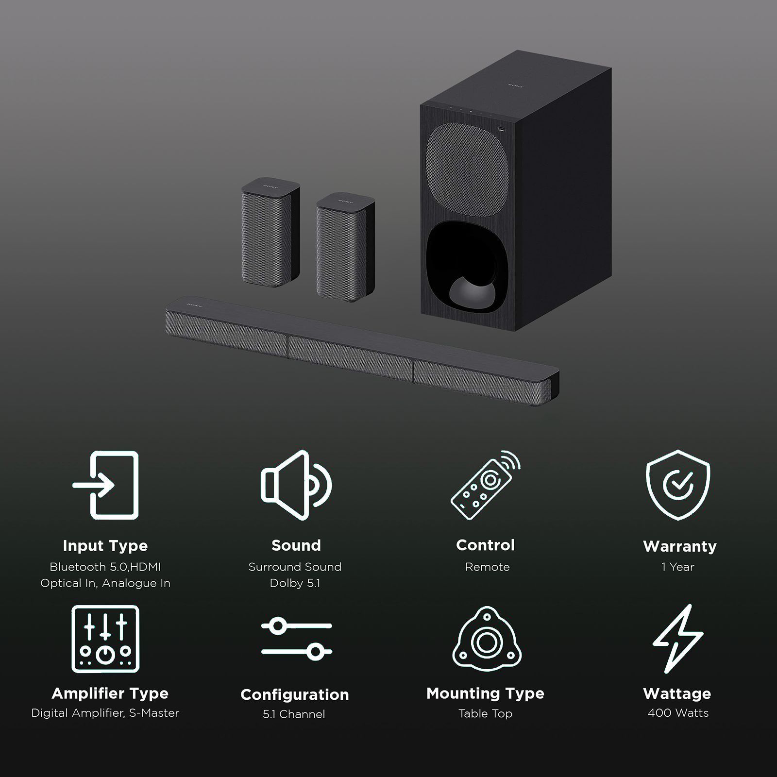SONY HT-S20R 400W Bluetooth Home Theatre with Remote (Dolby Digital, 5.1 Channel, Black) SONY HT-S20R 400W Bluetooth Home Theatre with Remote (Dolby Digital, 5.1 Channel, Black)_2