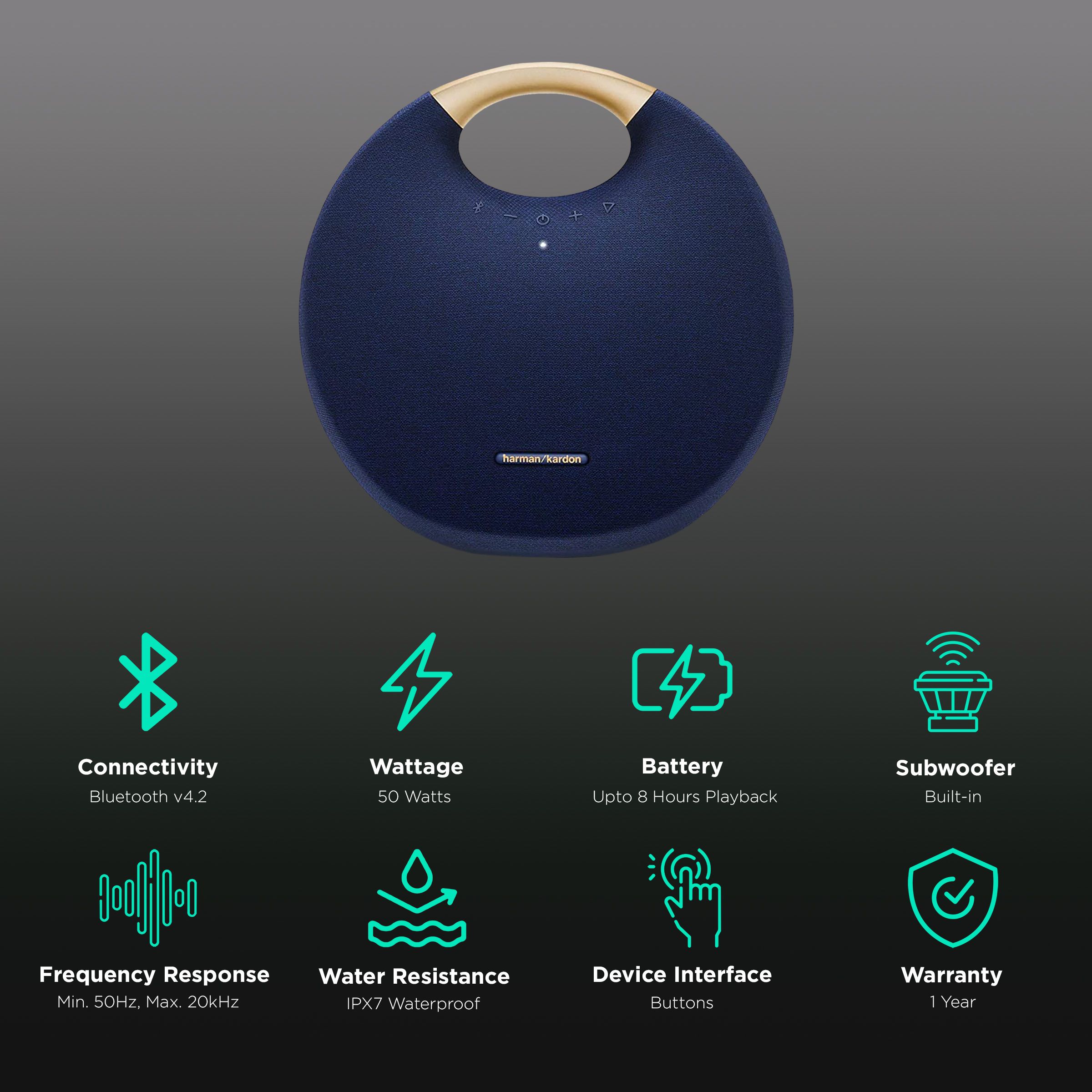 harman kardon Onyx Studio 6 50W Portable Bluetooth Speaker (IPX7 Waterproof, 8 Hours Playtime, Blue)_2