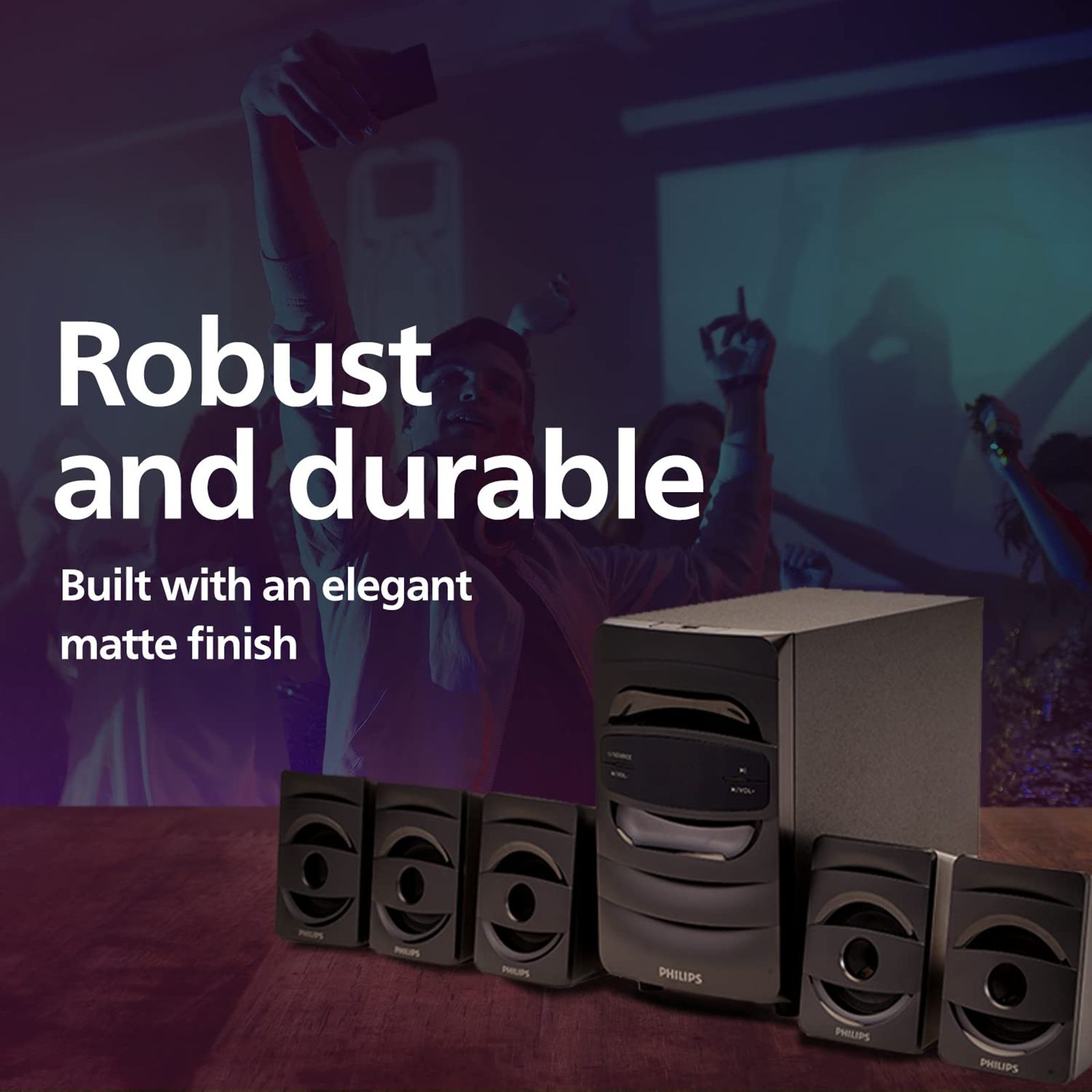 PHILIPS 40W Multimedia Speaker (Surround Sound, 5.1 Channel, Black)_6