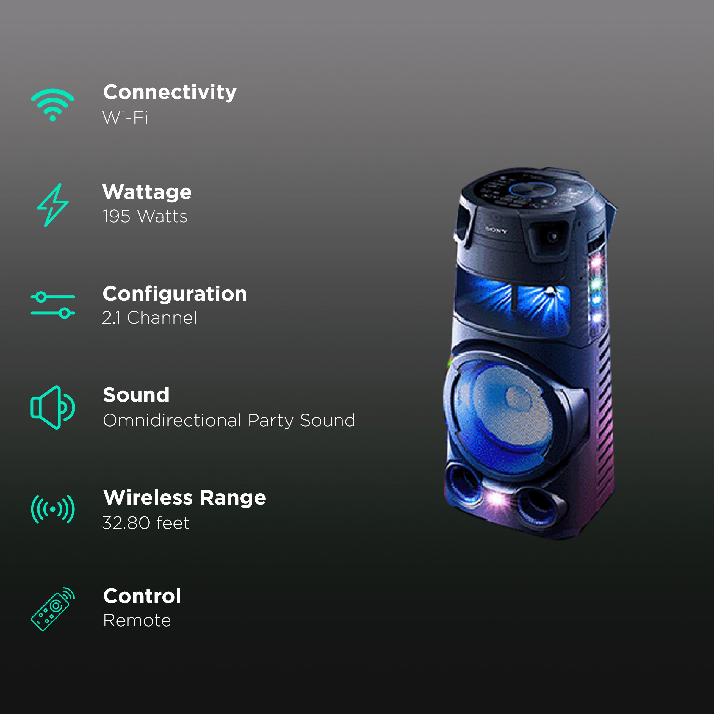 SONY Bluetooth Party Speaker with Mic (Splashproof Resistant, 2.1 Channel, Black) SONY Bluetooth Party Speaker with Mic (Splashproof Resistant, 2.1 Channel, Black)_2