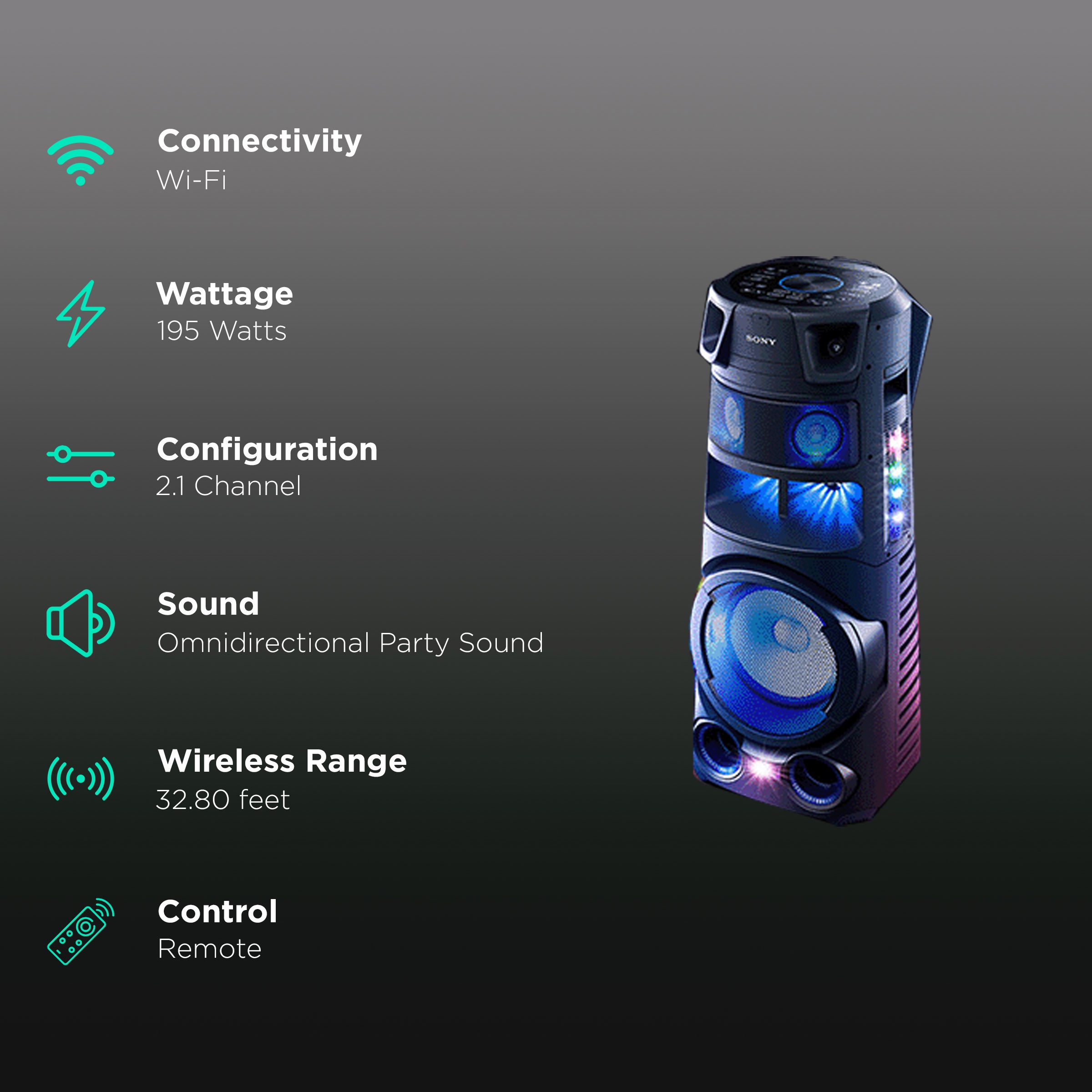 SONY Bluetooth Party Speaker with Mic (Splashproof Resistant, 2.1 Channel, Black) SONY Bluetooth Party Speaker with Mic (Splashproof Resistant, 2.1 Channel, Black)_2