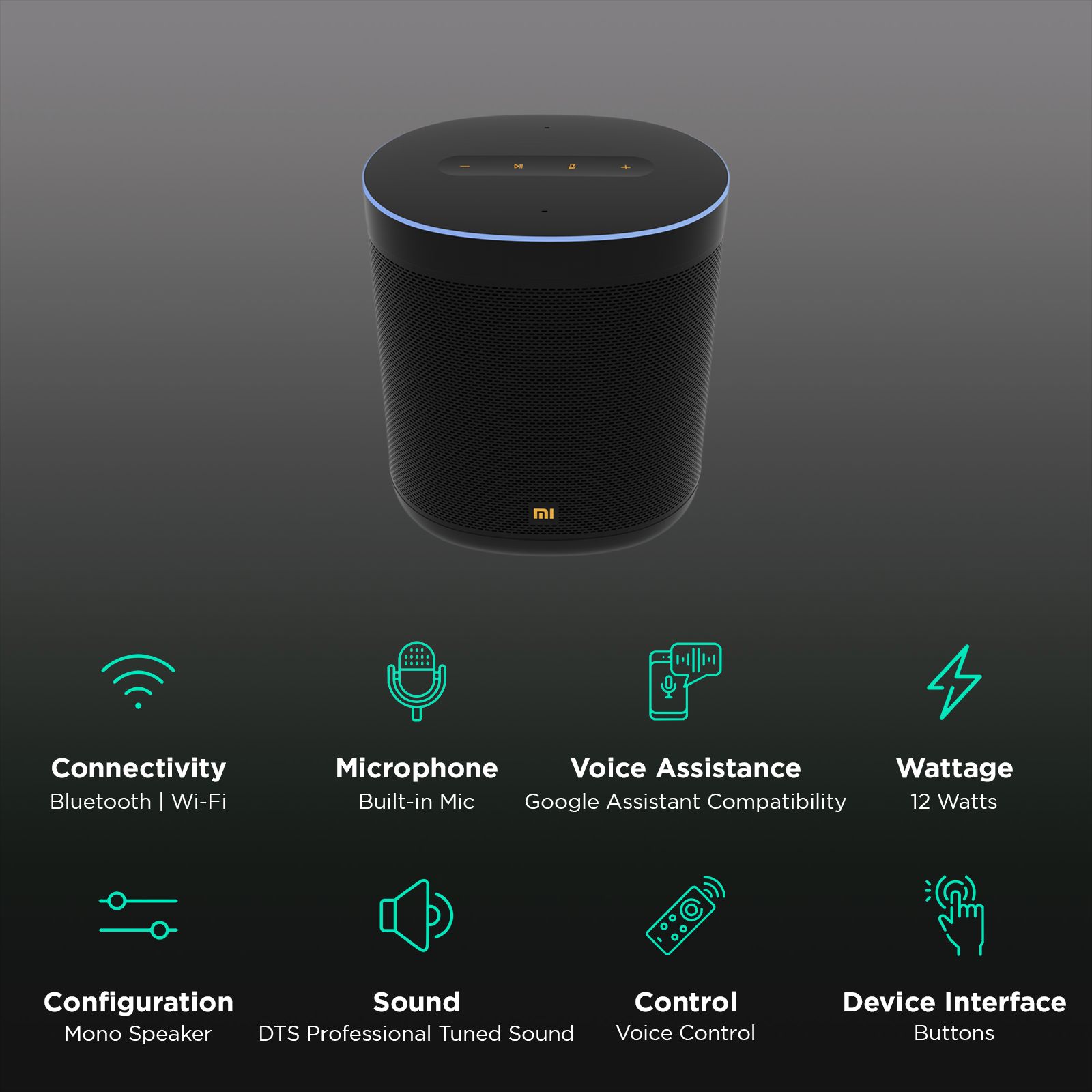 Xiaomi QBH4202IN with Google Assistant Compatible Smart Wi-Fi Speaker (Buttons Control, Black)_2