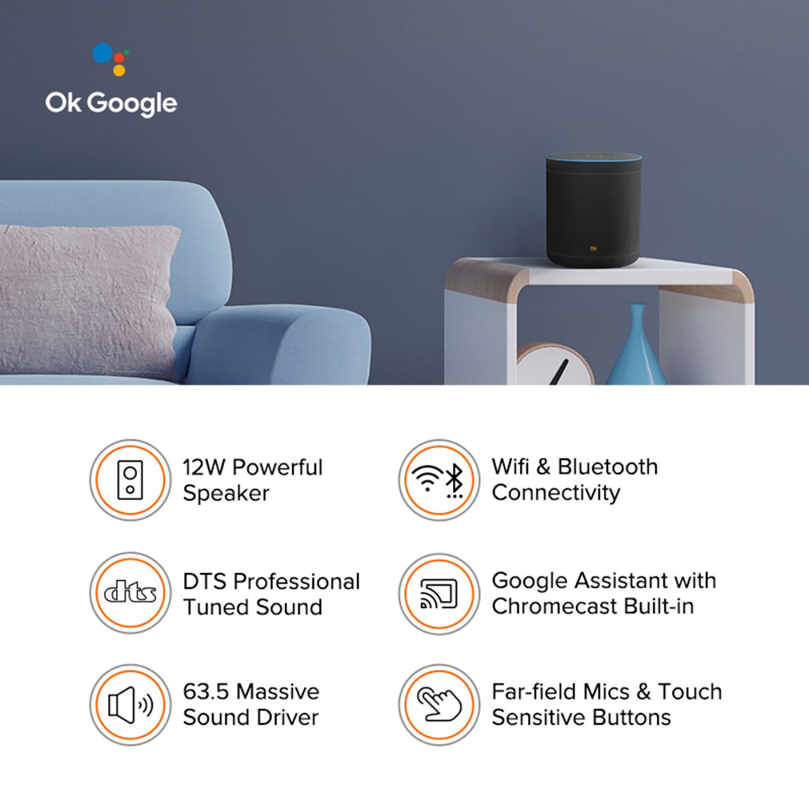 Xiaomi QBH4202IN with Google Assistant Compatible Smart Wi-Fi Speaker (Buttons Control, Black)_18