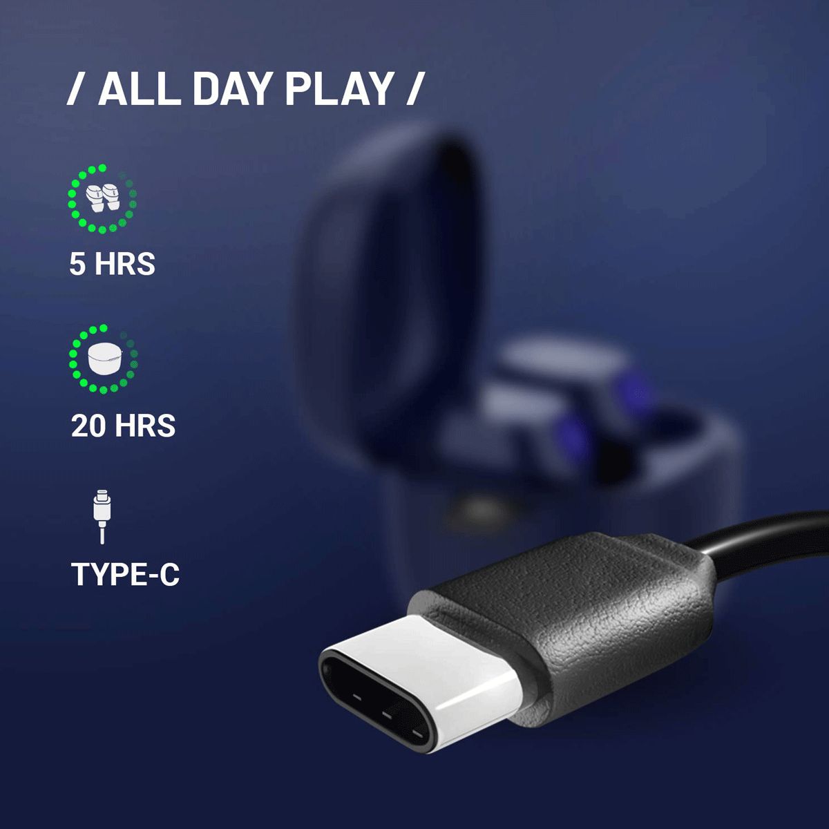 CROSSBEATS Edge TWS Earbuds with Passive Noise Cancellation (IPX6 Water Resistant, 20 Hours Playback, Blue)_8