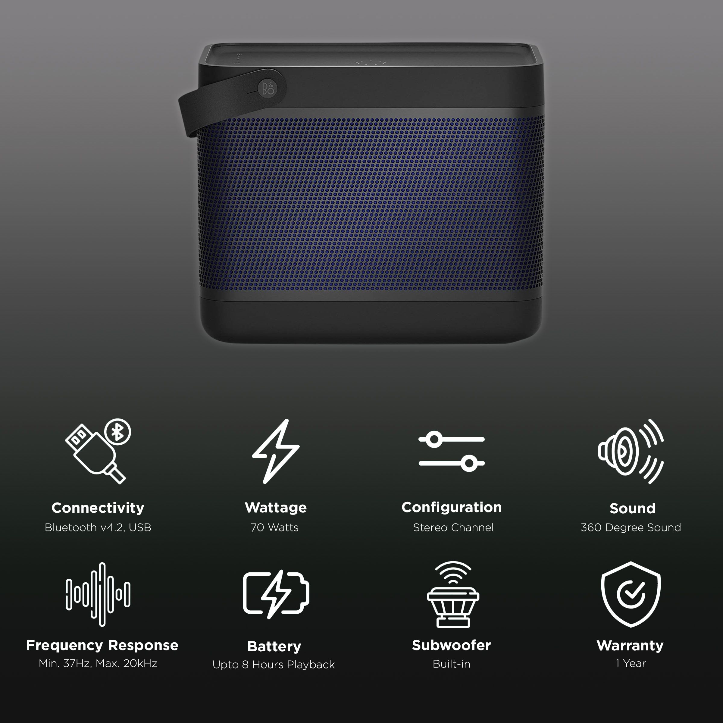 Bang & Olufsen Beolit 20 30W Portable Bluetooth Speaker (8 Hours Playtime, Black Anthracite)_2