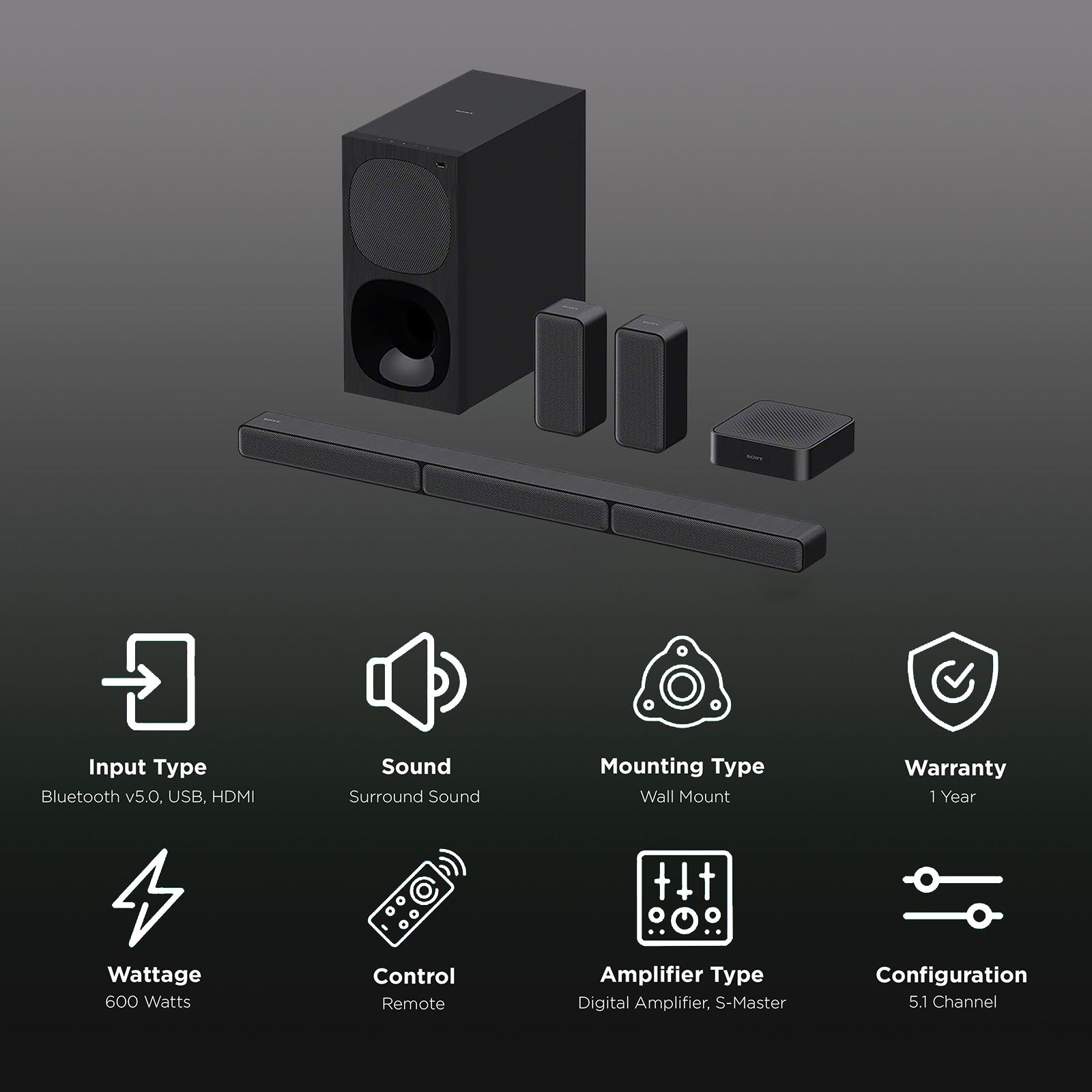 SONY HT-S40R 600W Bluetooth Soundbar with Remote (Dolby Digital, 5.1 Channel, Black)_2