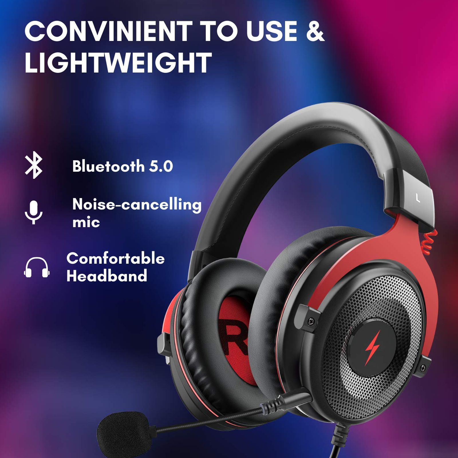 FIRE-BOLTT BGH1100 Wired Gaming Headset (7.1 Surround Sound, On Ear, Black & Red)_5