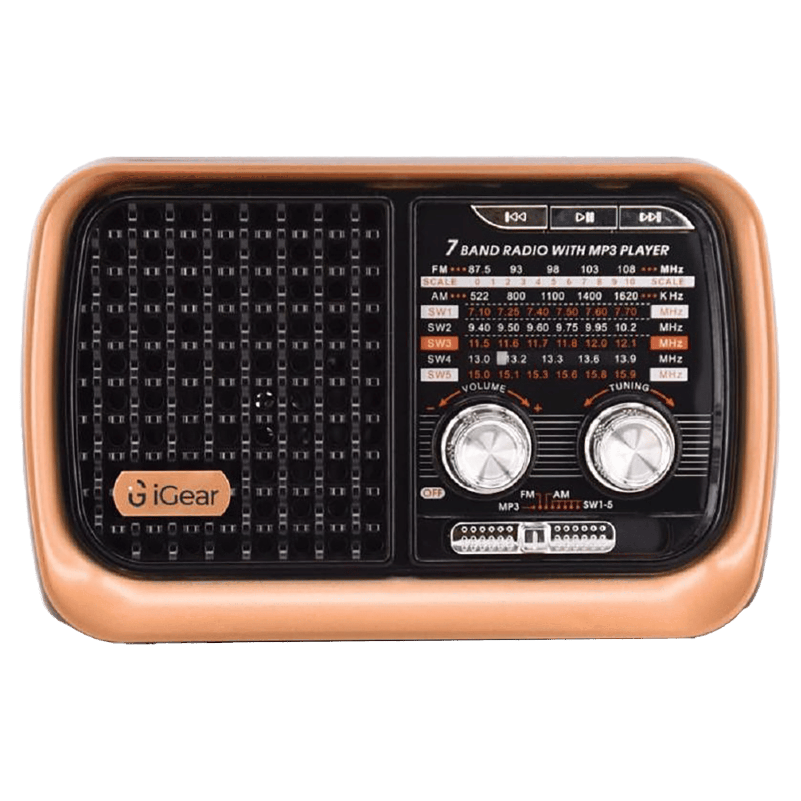 iGear Vintage Vibes 8 Watts MP3 Player (Rechargeable Battery, iG-1112, Black and Copper)_1