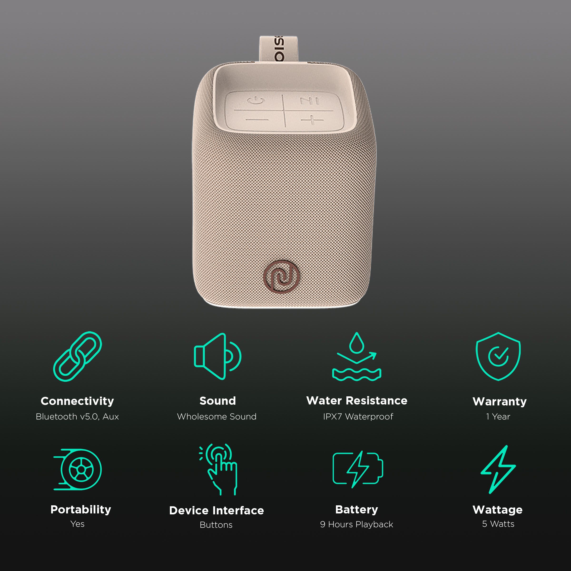 noise Vibe 5W Portable Bluetooth Speaker (IPX7 Waterproof, In-Built Call Function, Mono Channel, Rose Beige)_2