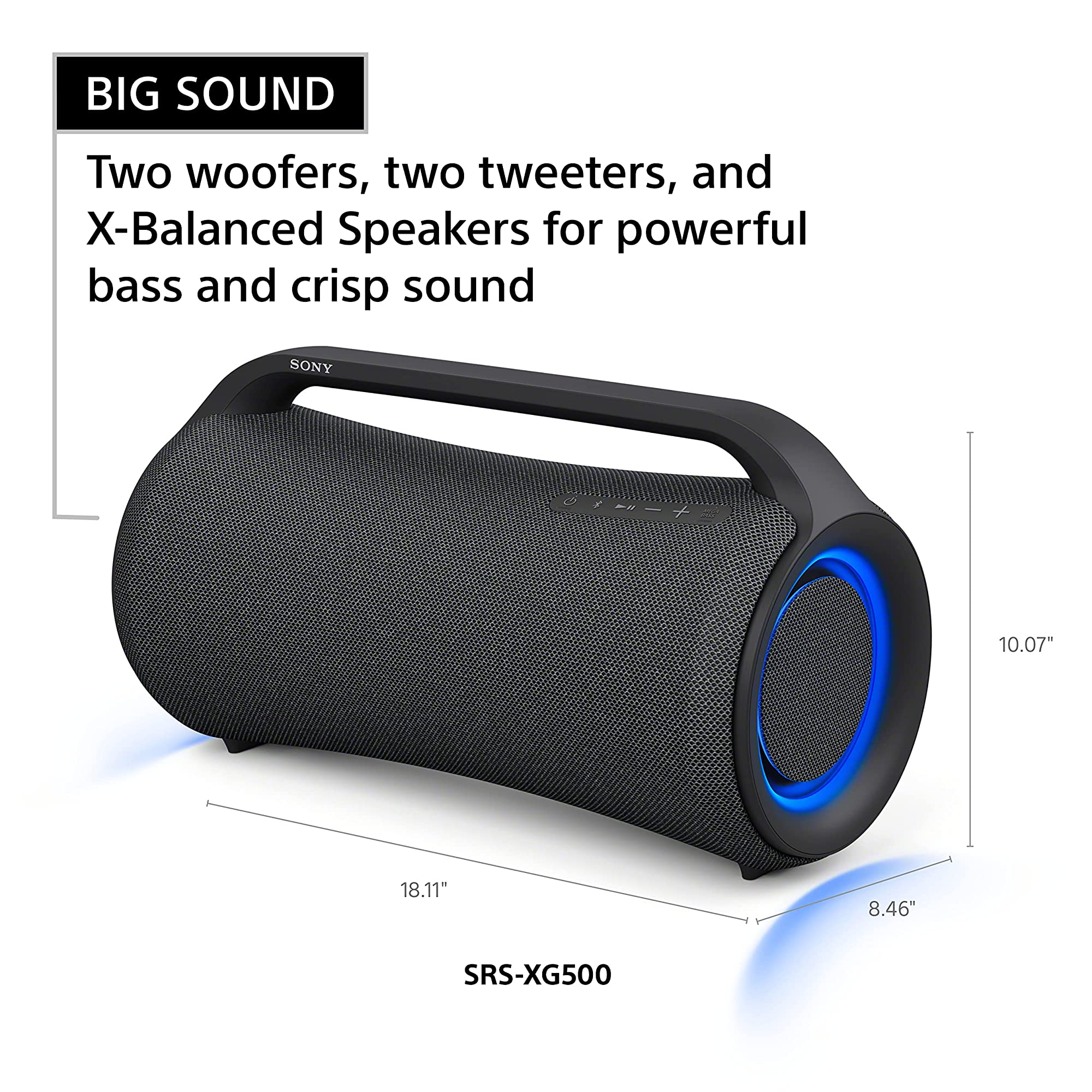 SONY X-Series 30W Portable Bluetooth Speaker (IP66 Water Resistant, X-Balanced Mega Bass, Stereo Channel, Black)_20