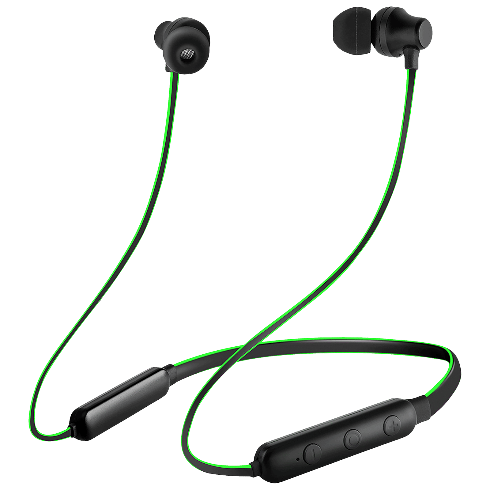pTron InTunes Lite 140317788 Neckband with Passive Noise Cancellation (Sweat & Water Resistant, 6 Hours Playtime, Black & Green)_1