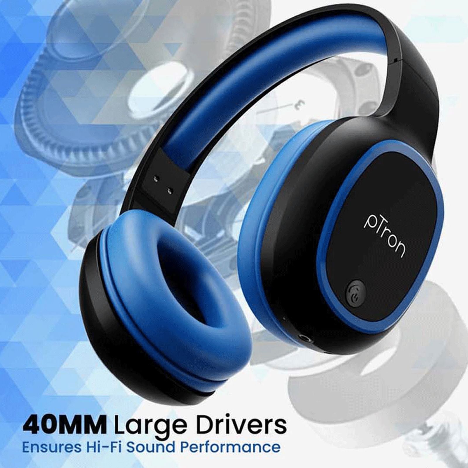 pTron Soundster Lite 140317952 Bluetooth Headphone with Mic (High Bass, On Ear, Blue) pTron Soundster Lite 140317952 Bluetooth Headphone with Mic (High Bass, On Ear, Blue)_7
