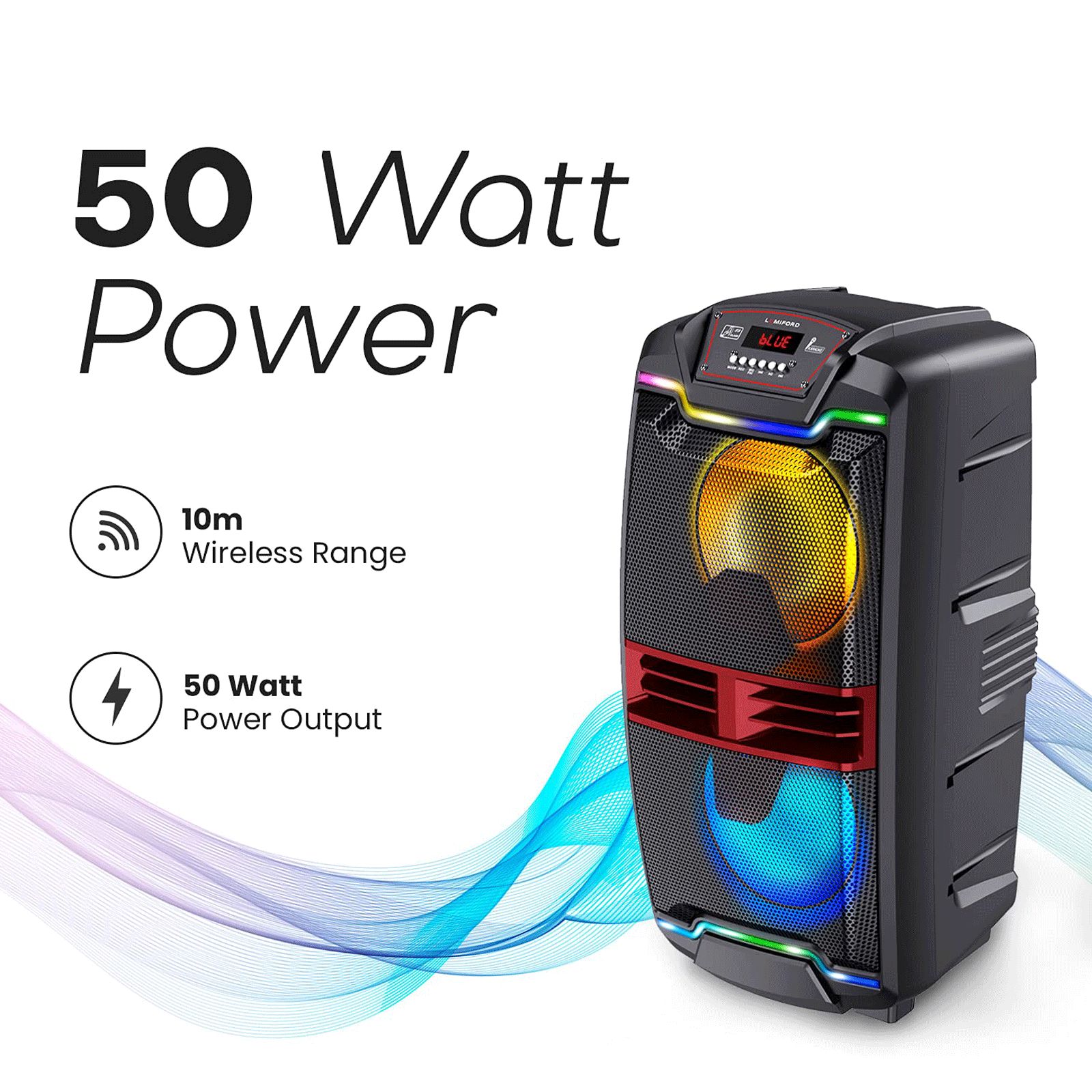 LUMIFORD 50 Watts Party Speaker (Recording Support, LFTS001, Black) LUMIFORD 50 Watts Party Speaker (Recording Support, LFTS001, Black)_13