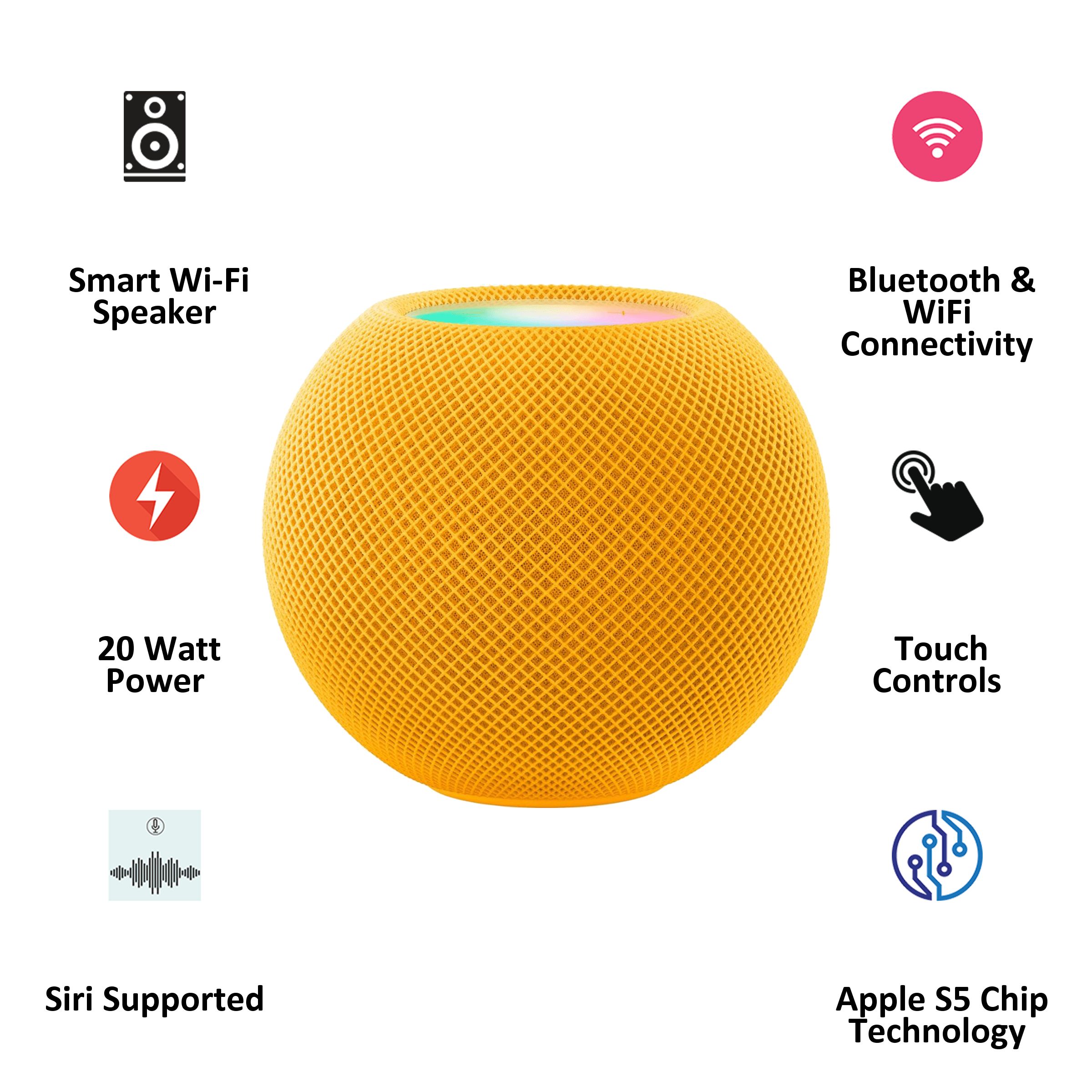 Apple HomePod Mini With Built-in Siri Smart Wi-Fi Speaker (360-Degree Audio, Yellow)_3
