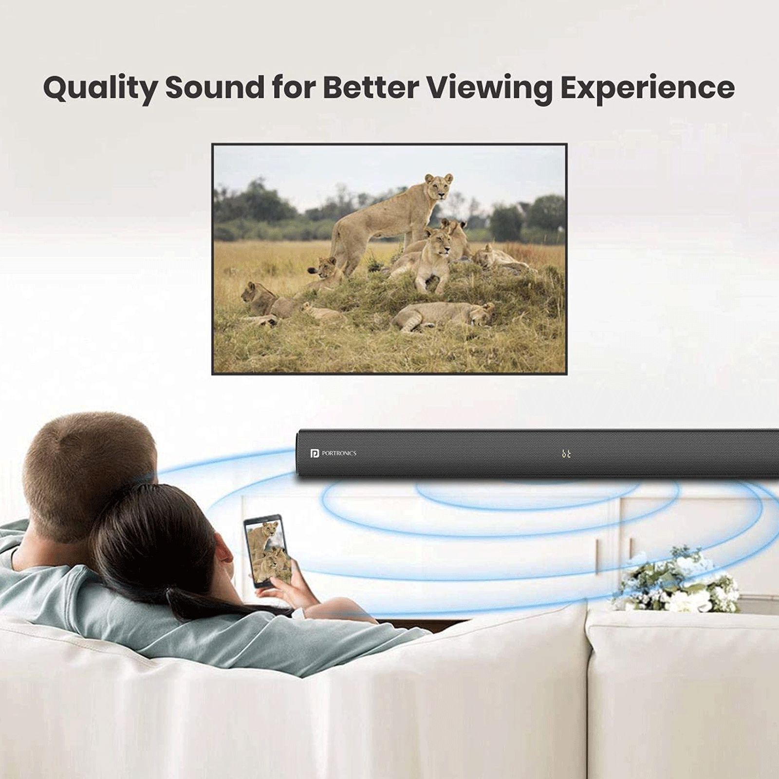 PORTRONICS Pure Sound 102 160W Bluetooth Soundbar with Remote (Surround Sound, 2.1 Channel, Black)_6
