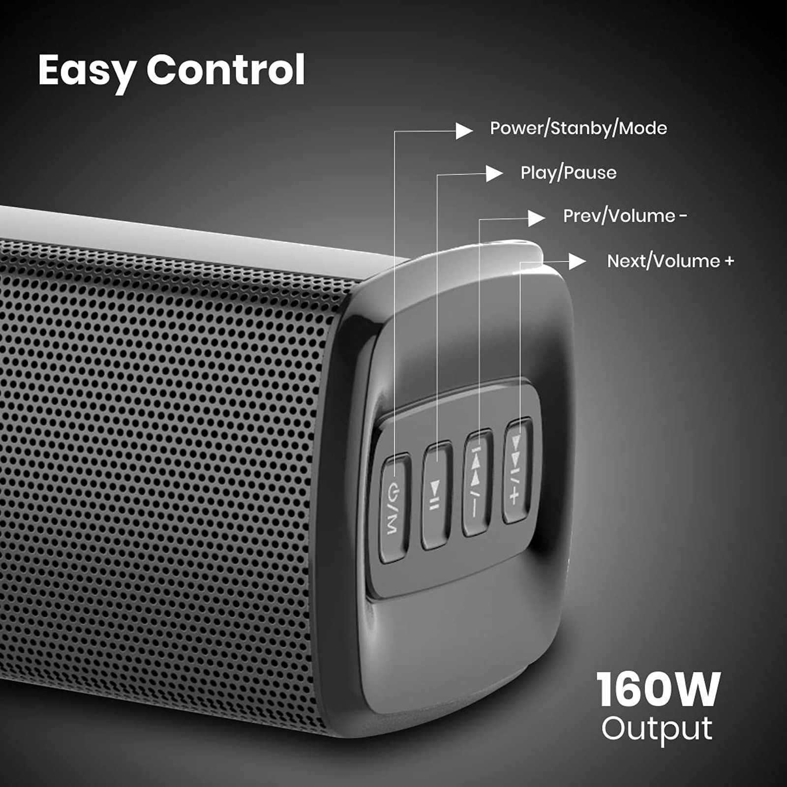 PORTRONICS Pure Sound 102 160W Bluetooth Soundbar with Remote (Surround Sound, 2.1 Channel, Black)_8