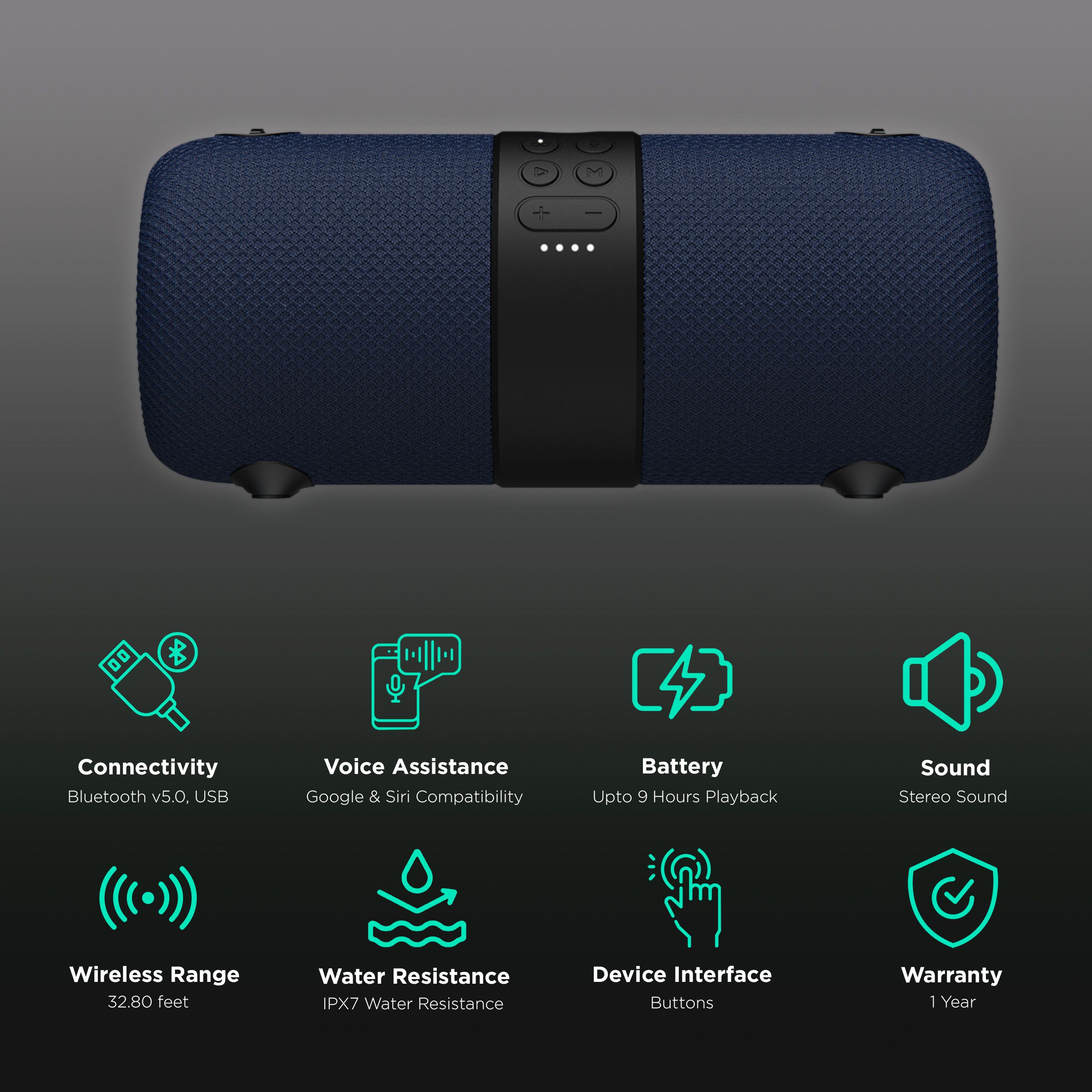 boAt Stone 1200 with Google & Siri Compatible Smart Speaker (IPX7 Water Resistant, Blue) boAt Stone 1200 with Google & Siri Compatible Smart Speaker (IPX7 Water Resistant, Blue)_2