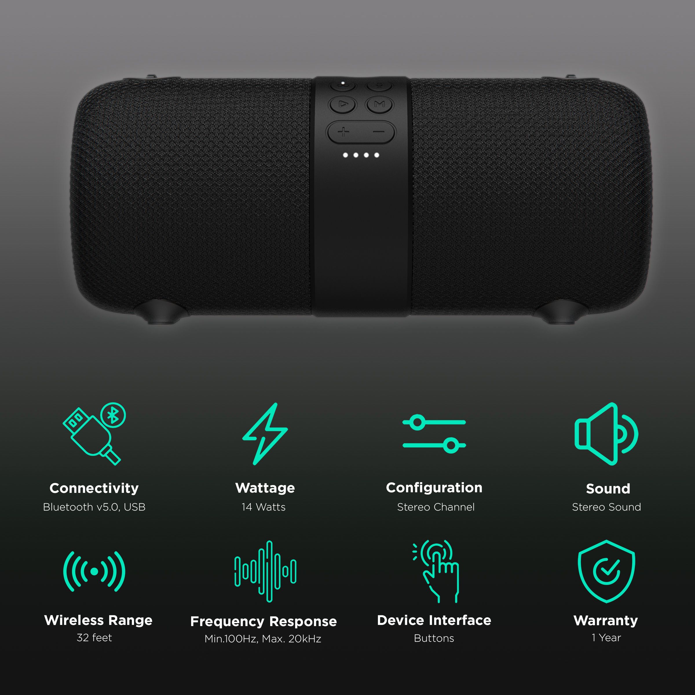 boAt Stone 1200 14W Portable Bluetooth Speaker (IPX7 Waterproof, 9 Hours Playtime, 2.0 Channel, Black) boAt Stone 1200 14W Portable Bluetooth Speaker (IPX7 Waterproof, 9 Hours Playtime, 2.0 Channel, Black)_2