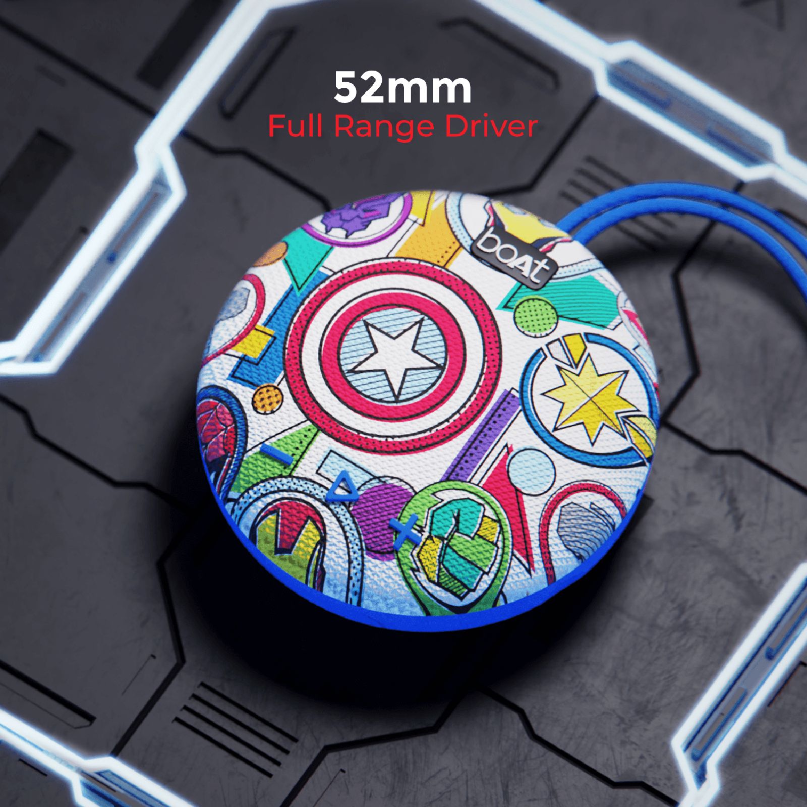 boAt Marvel Stone 190 5 Watts Portable Bluetooth Speaker (IPX7 Waterproof, 52mm Full Range Driver, Stark Fusion) boAt Marvel Stone 190 5 Watts Portable Bluetooth Speaker (IPX7 Waterproof, 52mm Full Range Driver, Stark Fusion)_5