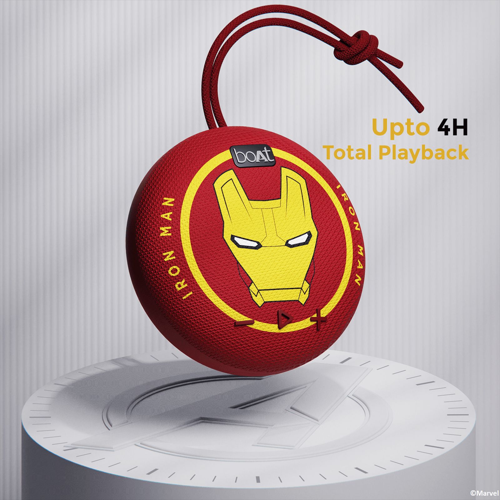 boAt Stone 190 Iron Man Marvel Edition 5W Portable Bluetooth Speaker (IPX7 Water Resistant, 4 Hours Playback Time, Mono Channel, Iron Blood) boAt Stone 190 Iron Man Marvel Edition 5W Portable Bluetooth Speaker (IPX7 Water Resistant, 4 Hours Playback Time, Mono Channel, Iron Blood)_6