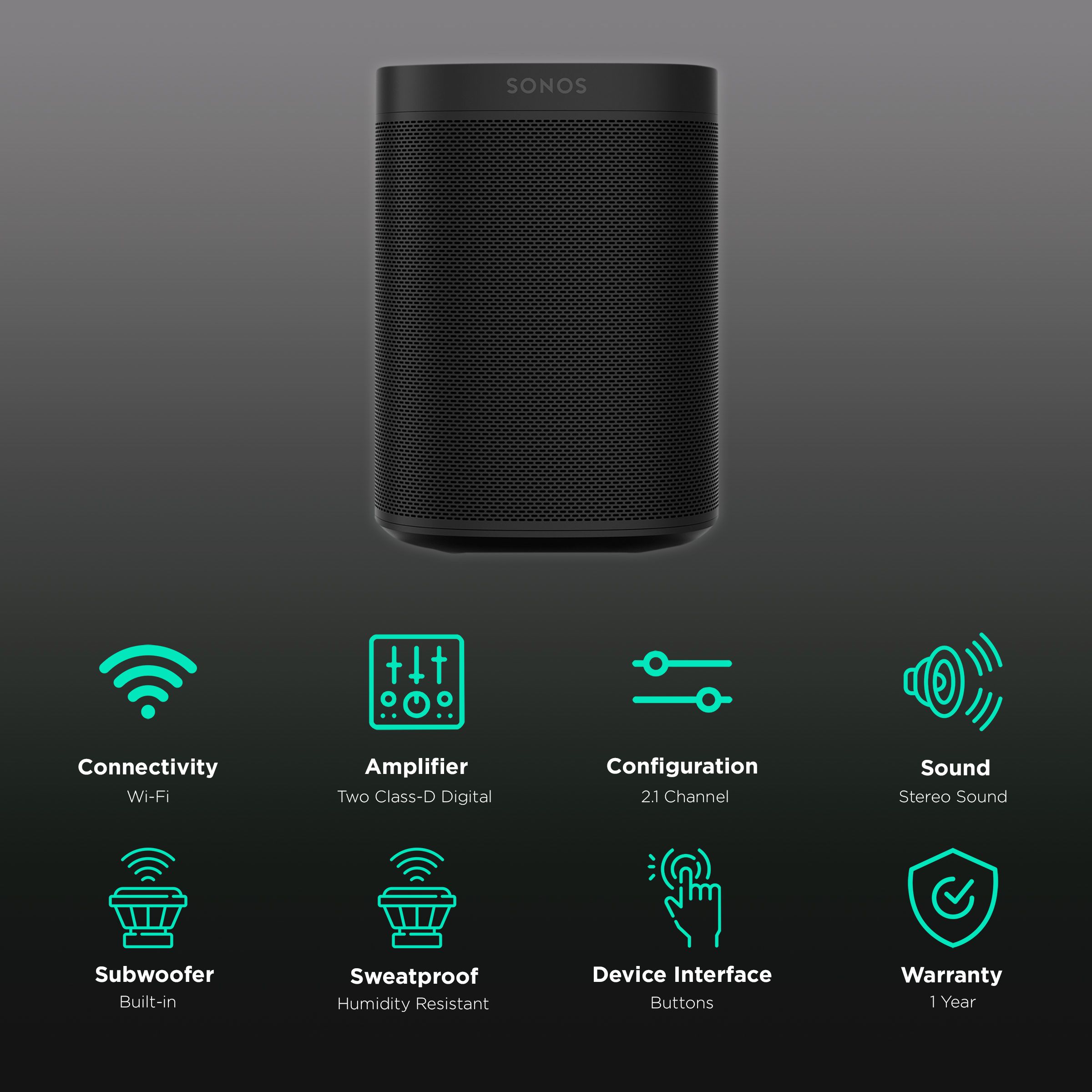 SONOS One SL Smart Wi-Fi Speaker (Touch Control, Black) SONOS One SL Smart Wi-Fi Speaker (Touch Control, Black)_2