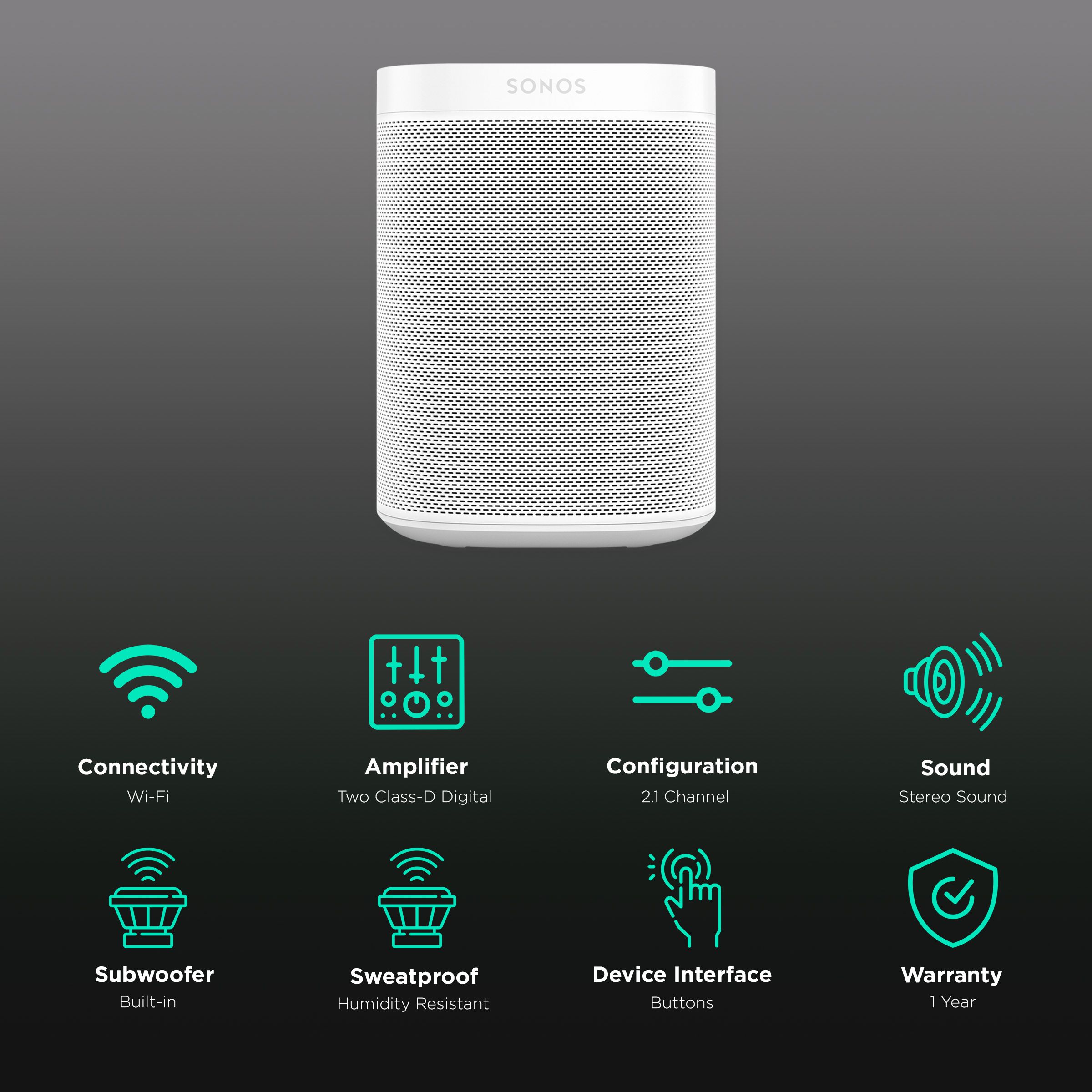 SONOS One SL Smart Wi-Fi Speaker (Touch Control, White) SONOS One SL Smart Wi-Fi Speaker (Touch Control, White)_2