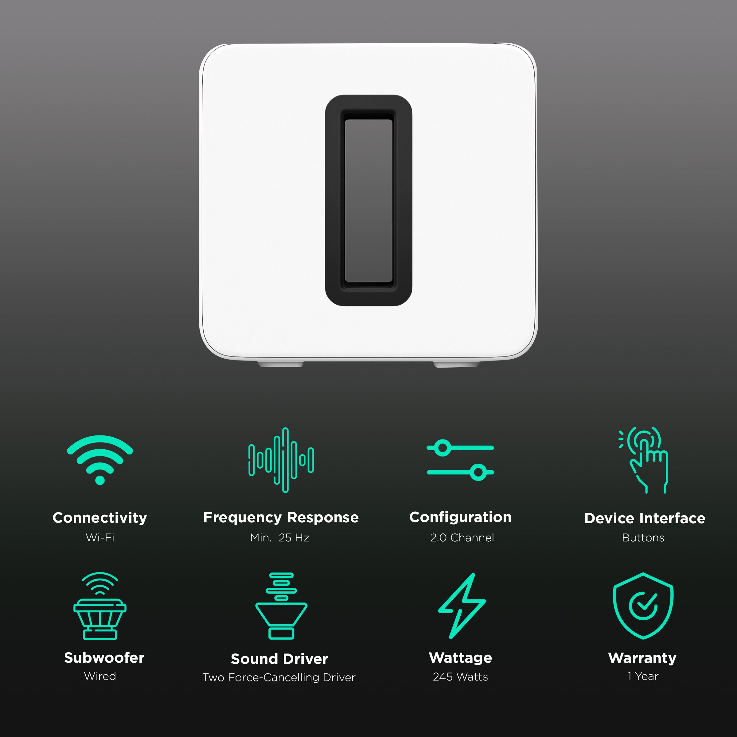 SONOS Sub (3rd Gen) Smart Wi-Fi Speaker (Two Force-Cancelling Drivers, White)_2