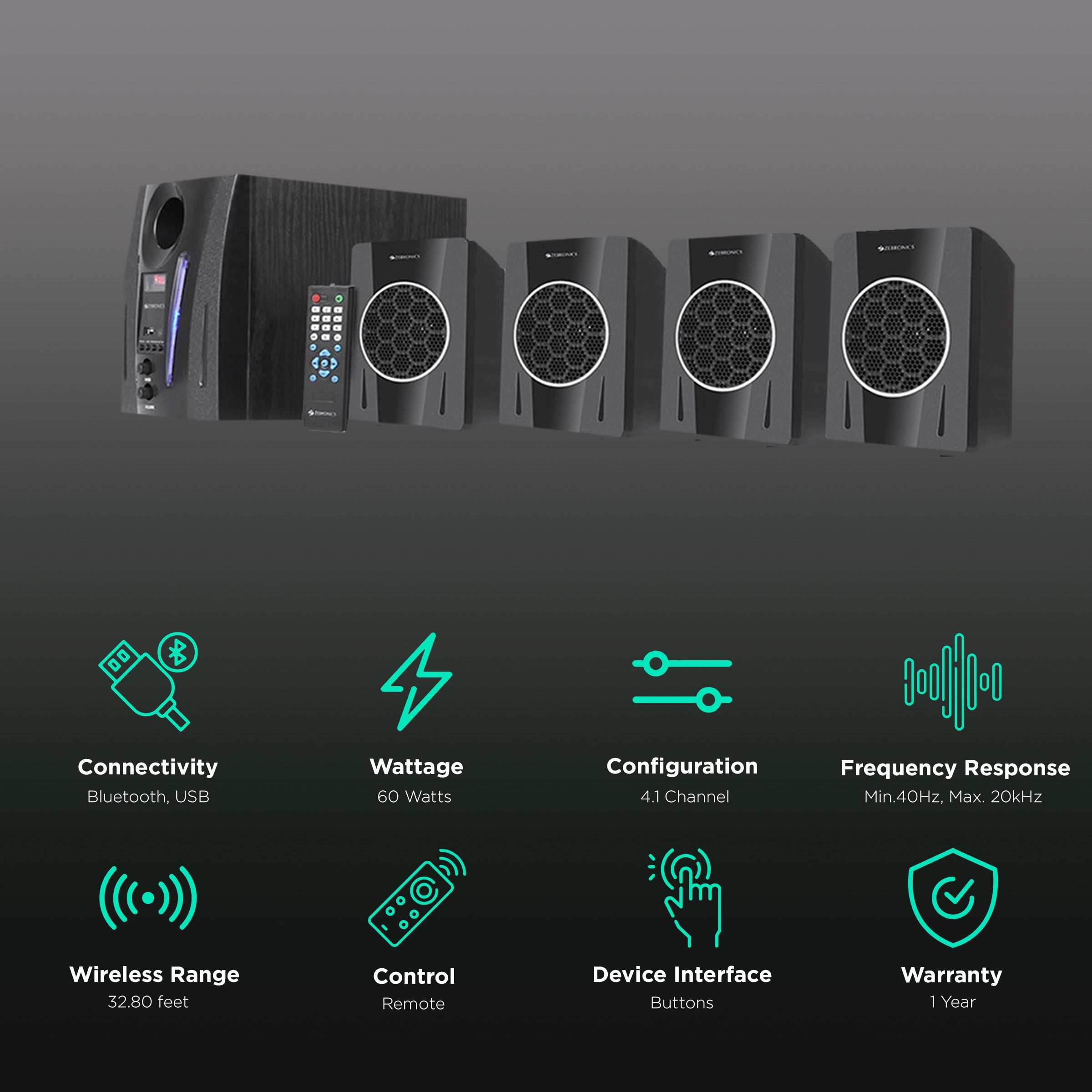 ZEBRONICS Zeb-BT2750RUF 60W Multimedia Speaker (Built-in FM Radio, 4.1 Channel, Black) ZEBRONICS Zeb-BT2750RUF 60W Multimedia Speaker (Built-in FM Radio, 4.1 Channel, Black)_2