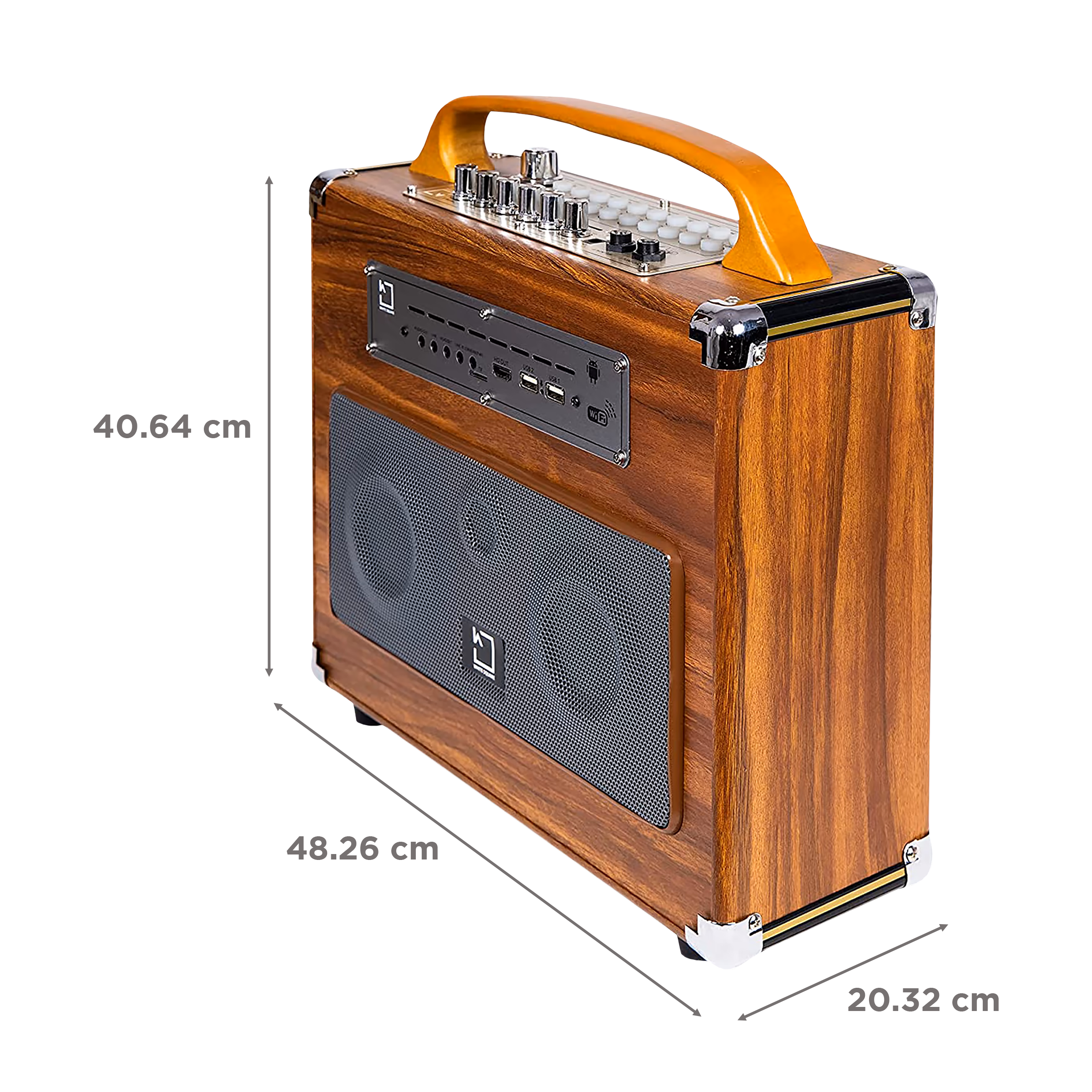 WHITE SQUARE 40W Bluetooth Party Speaker with Mic (High Powerful Bass, Mono Channel, Brown)_4